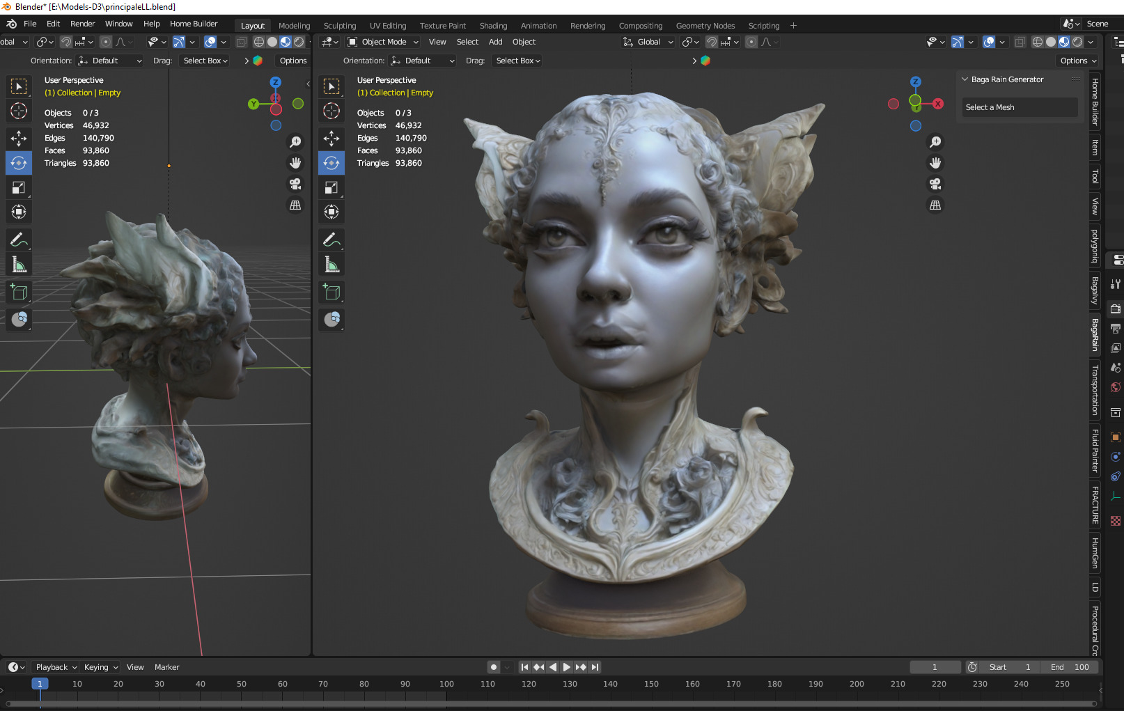 Queen Head statue Low-poly 3D model_2