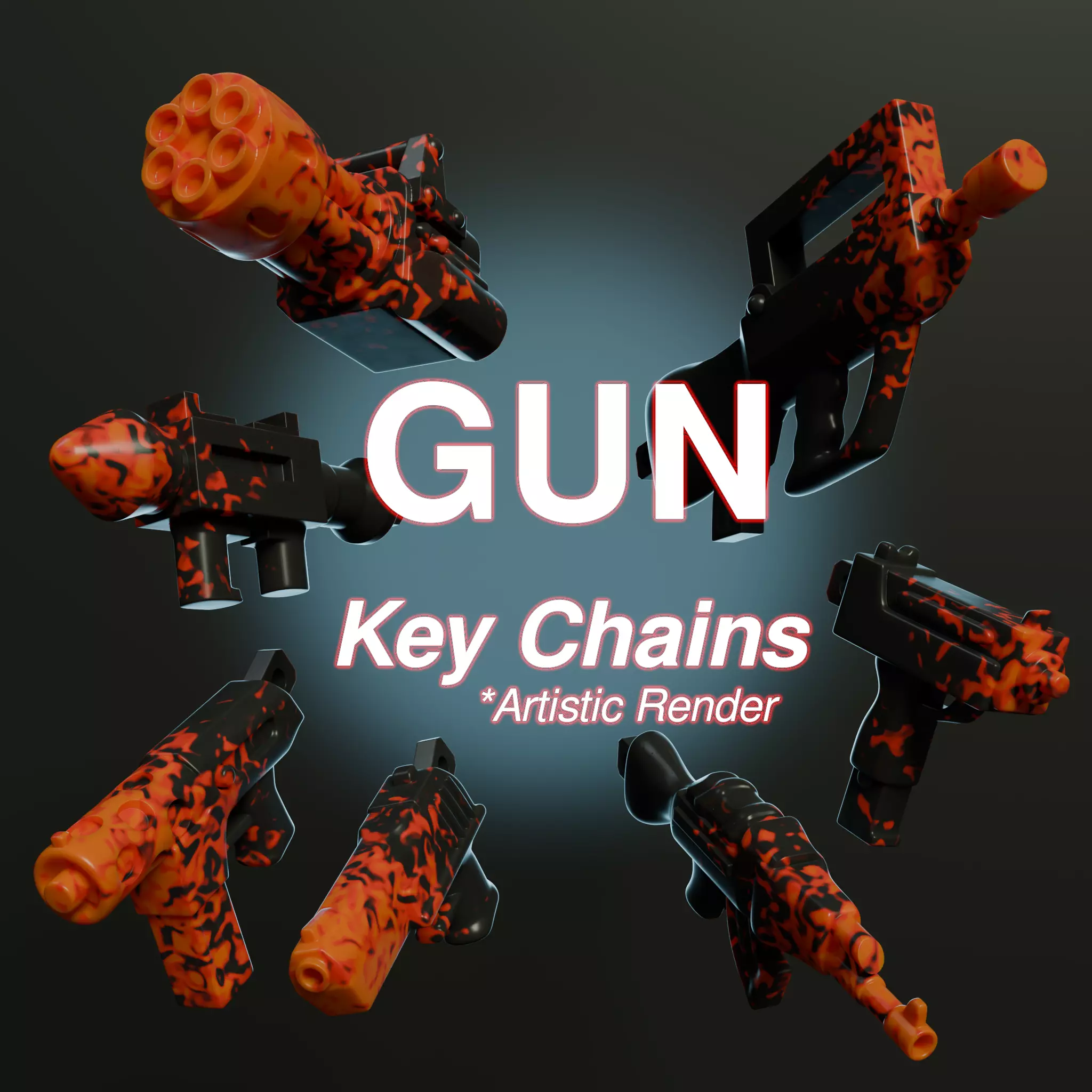 GUN keychains 3D print model_0
