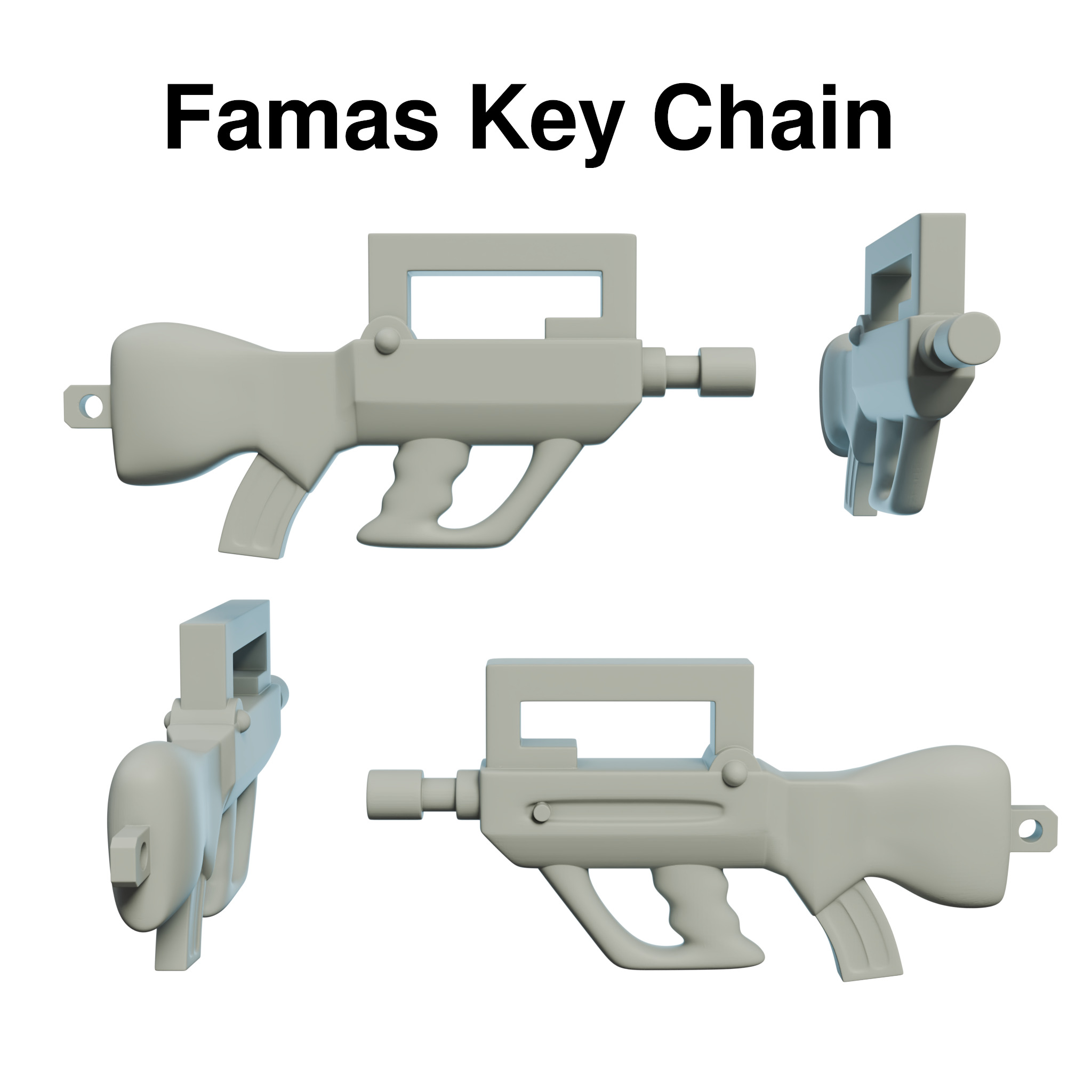 GUN keychains 3D print model_3