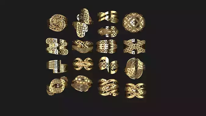 17 rings beautiful light weight ring 3D print model