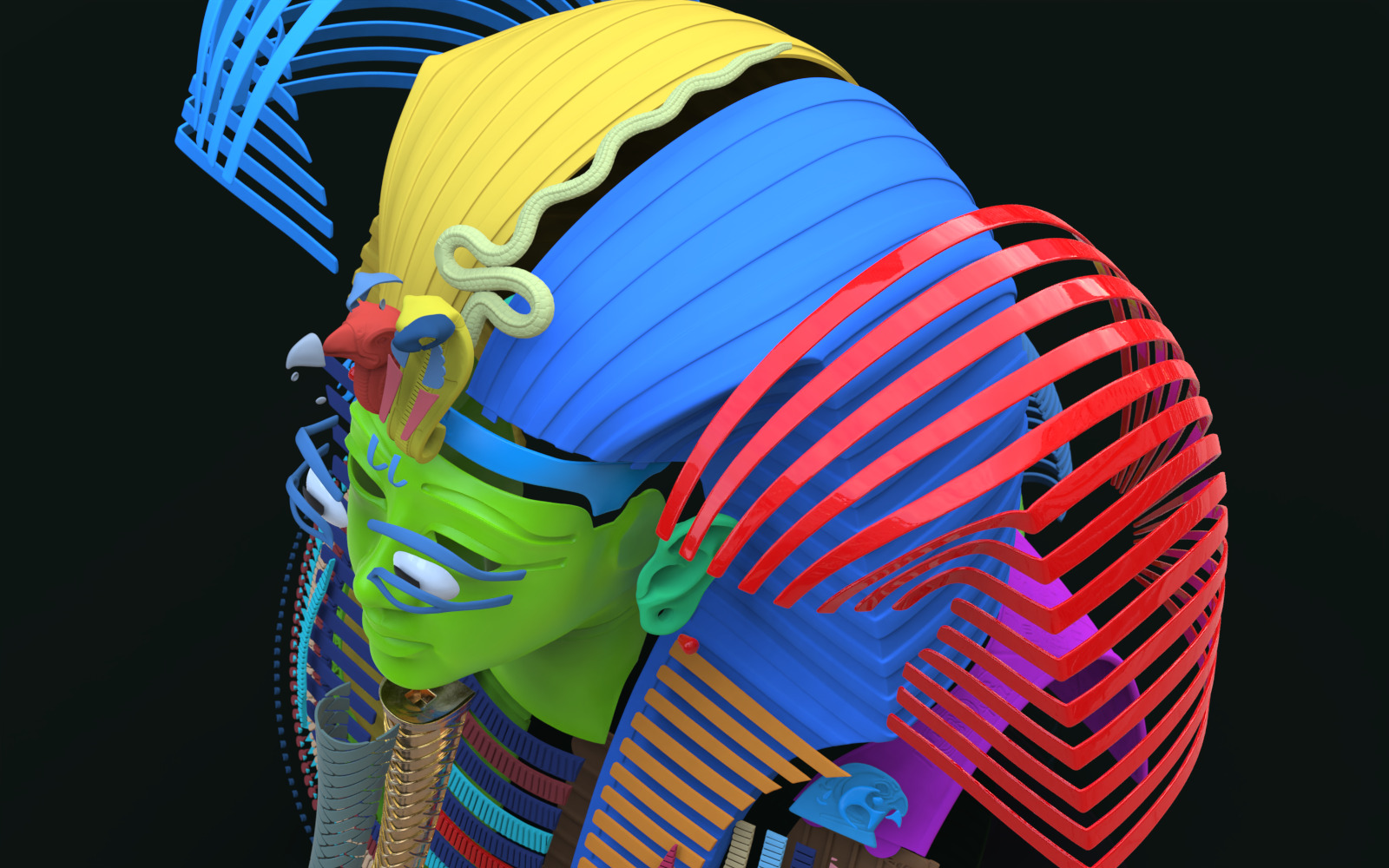 Tutankhamun Mask v5 3D print model_7