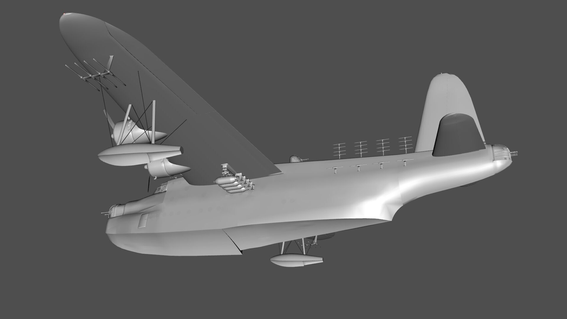 Short S25 Sunderland - Flying Boat WW2 Low-poly 3D model_23