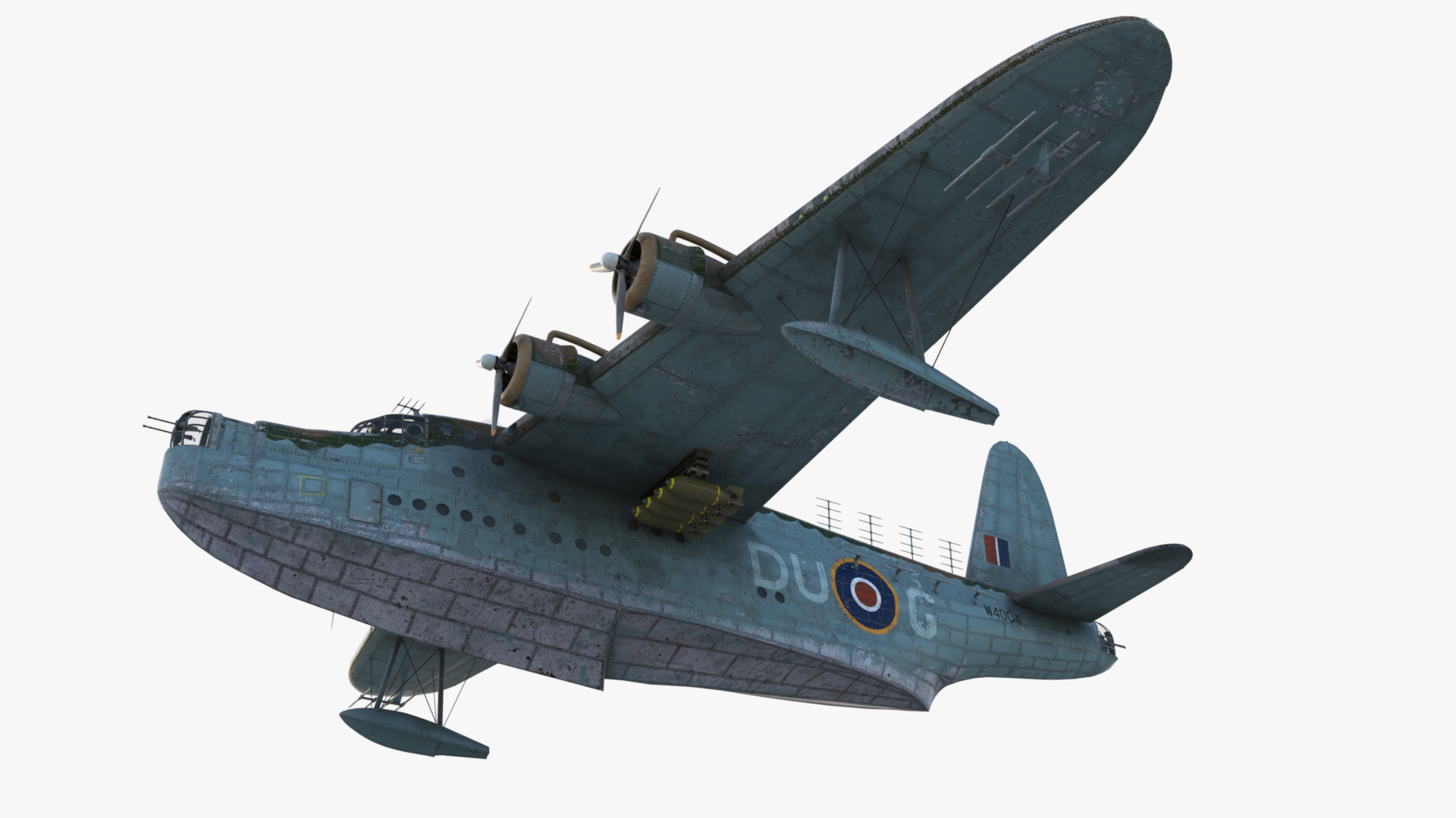Short S25 Sunderland - Flying Boat WW2 Low-poly 3D model_4