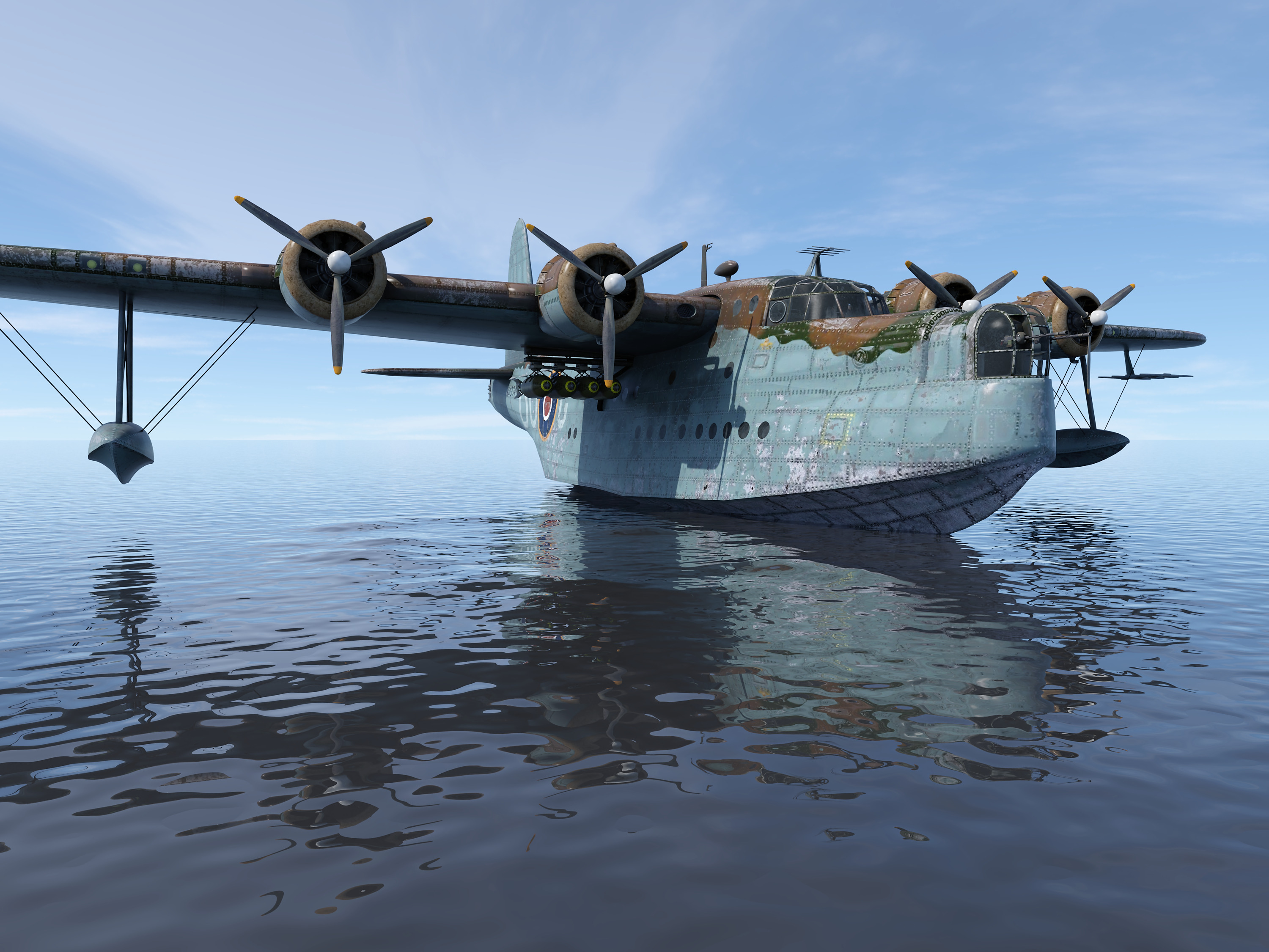 Short S25 Sunderland - Flying Boat WW2 Low-poly 3D model_3