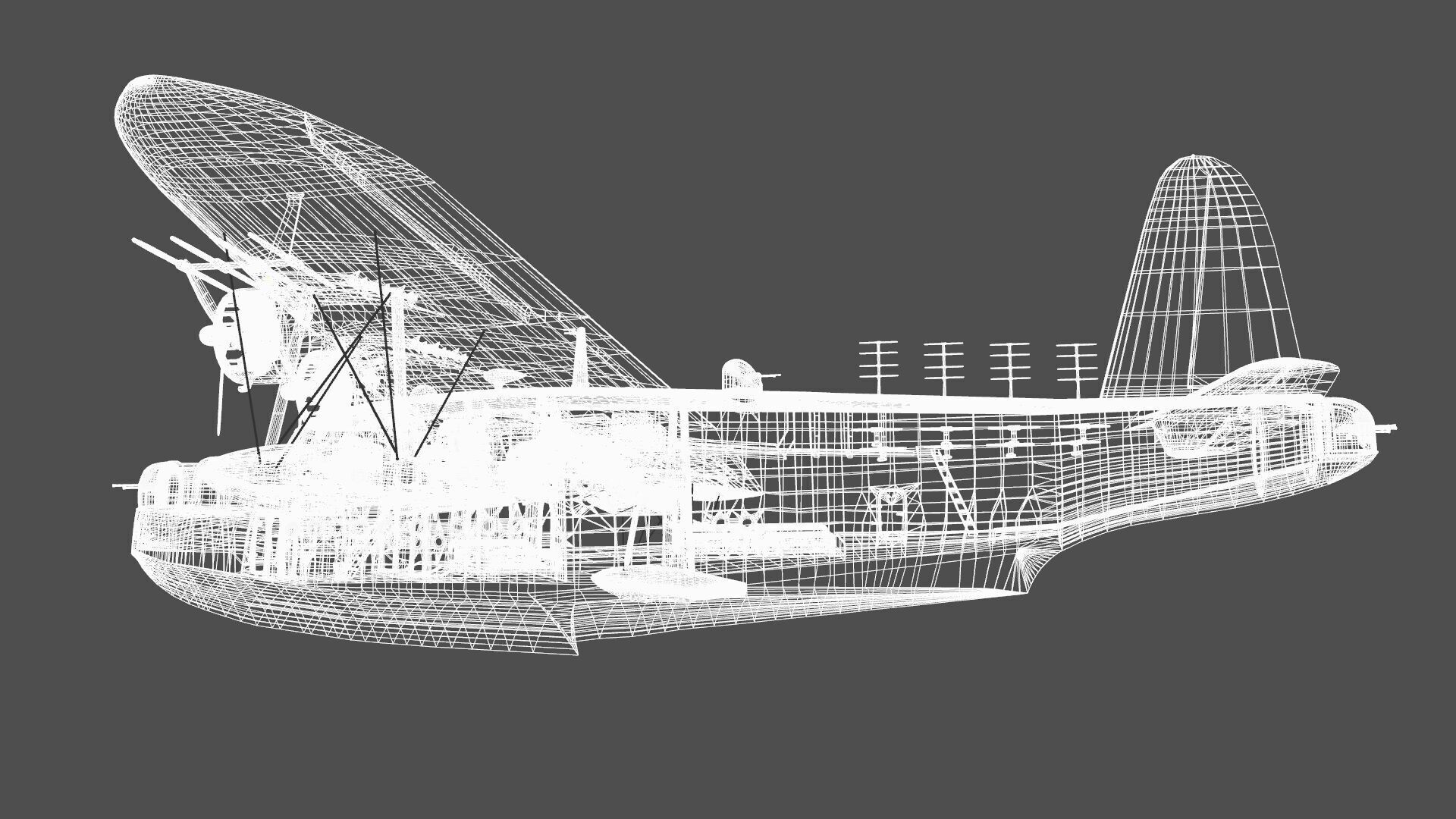 Short S25 Sunderland - Flying Boat WW2 Low-poly 3D model_27
