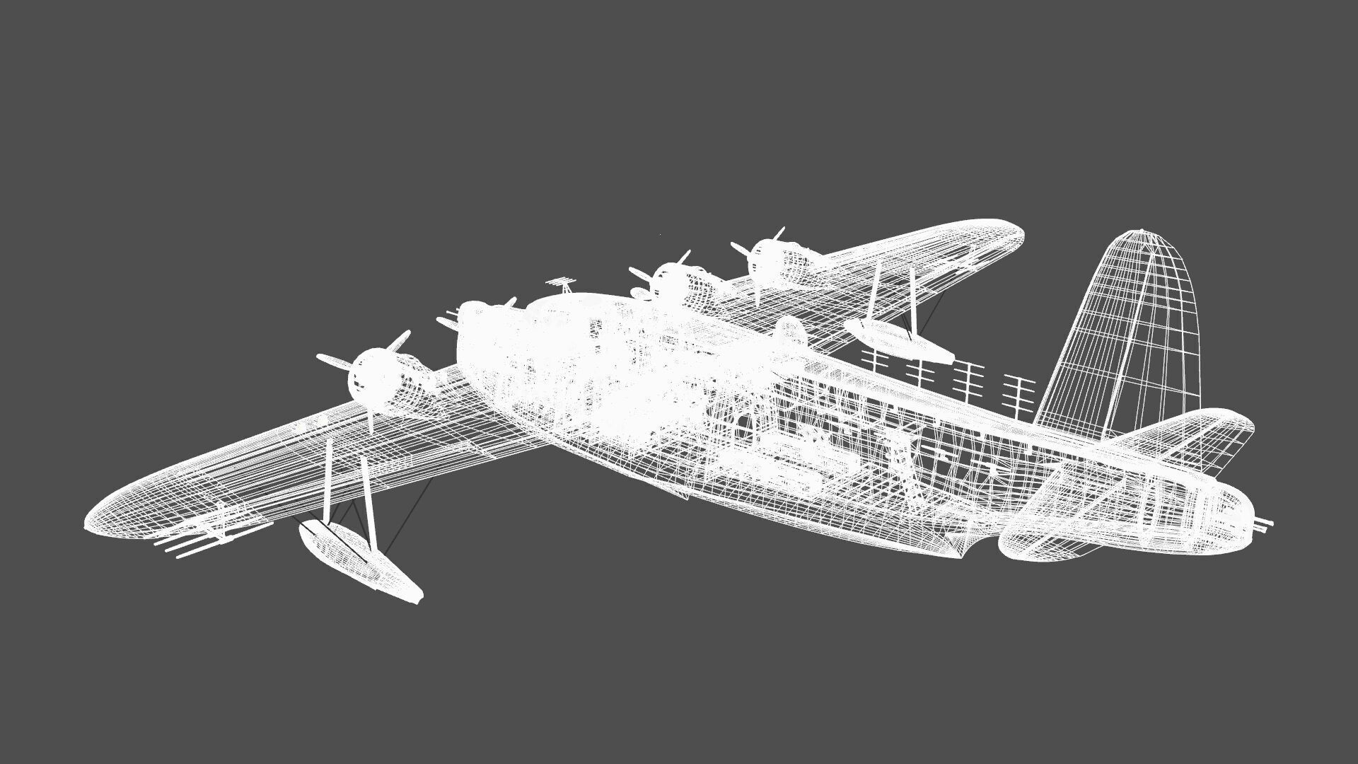 Short S25 Sunderland - Flying Boat WW2 Low-poly 3D model_28