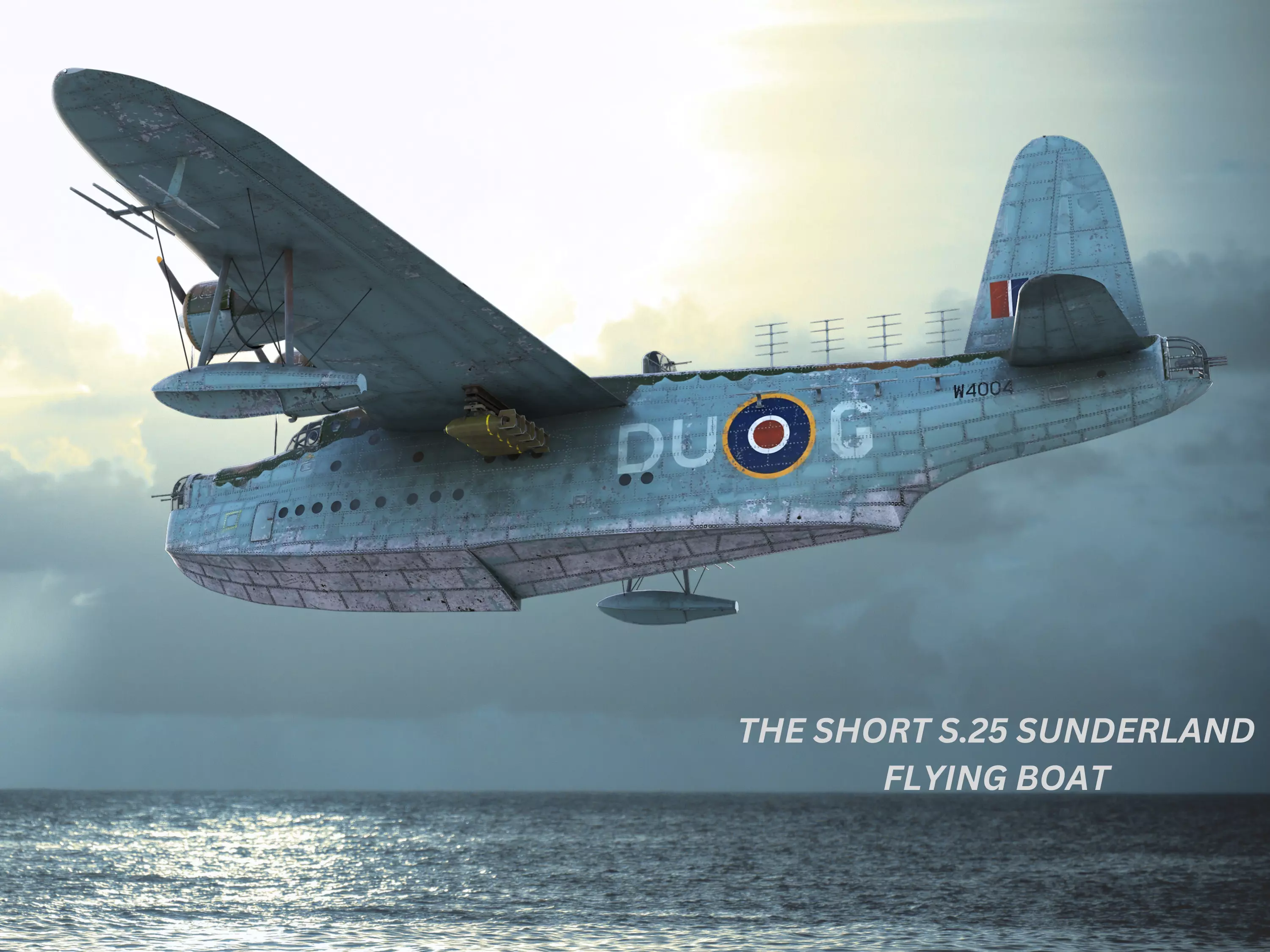 Short S25 Sunderland - Flying Boat WW2 Low-poly 3D model_0