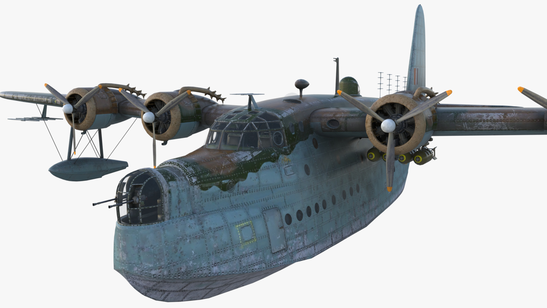Short S25 Sunderland - Flying Boat WW2 Low-poly 3D model_6