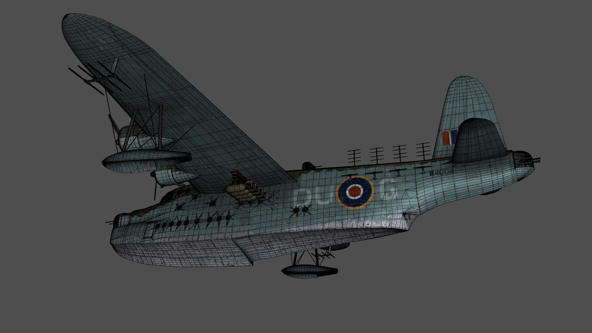 Short S25 Sunderland - Flying Boat WW2 Low-poly 3D model_22