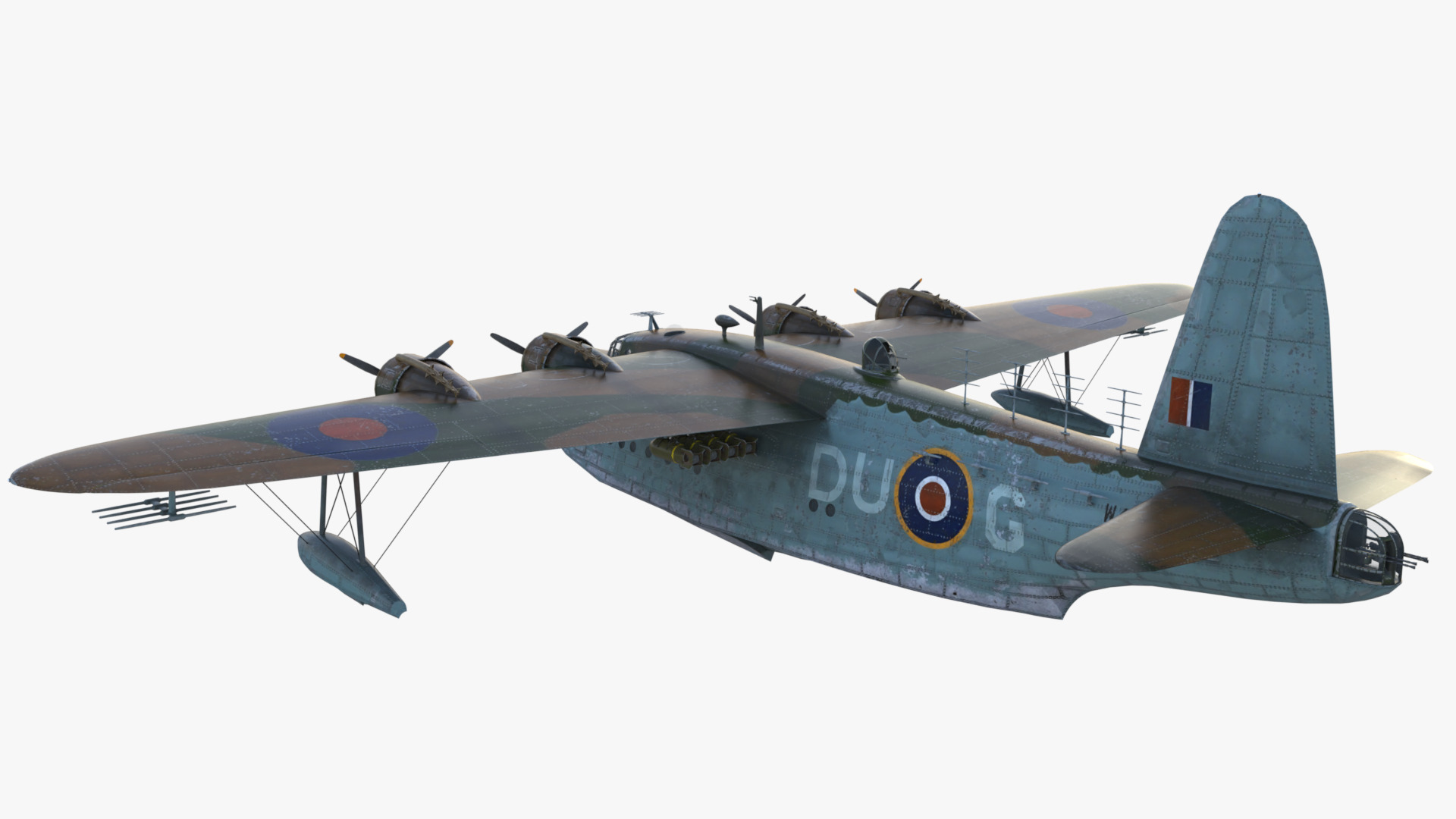 Short S25 Sunderland - Flying Boat WW2 Low-poly 3D model_12