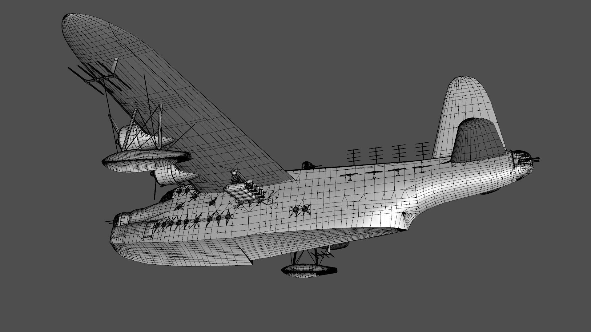 Short S25 Sunderland - Flying Boat WW2 Low-poly 3D model_25