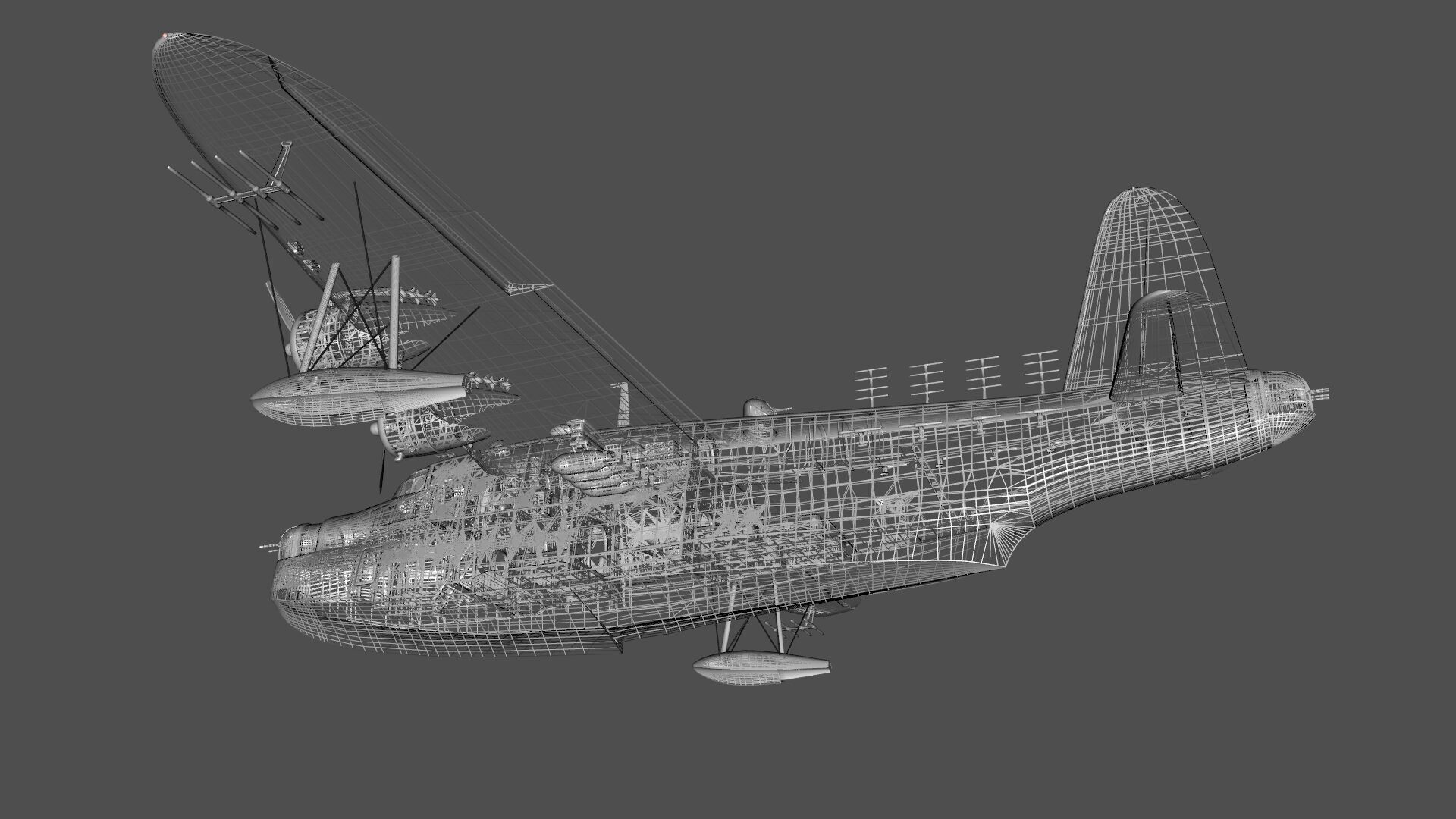 Short S25 Sunderland - Flying Boat WW2 Low-poly 3D model_24