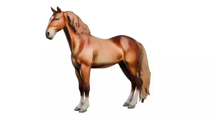 Realistic 3D Horse Model High-Quality Textured  Game Ready