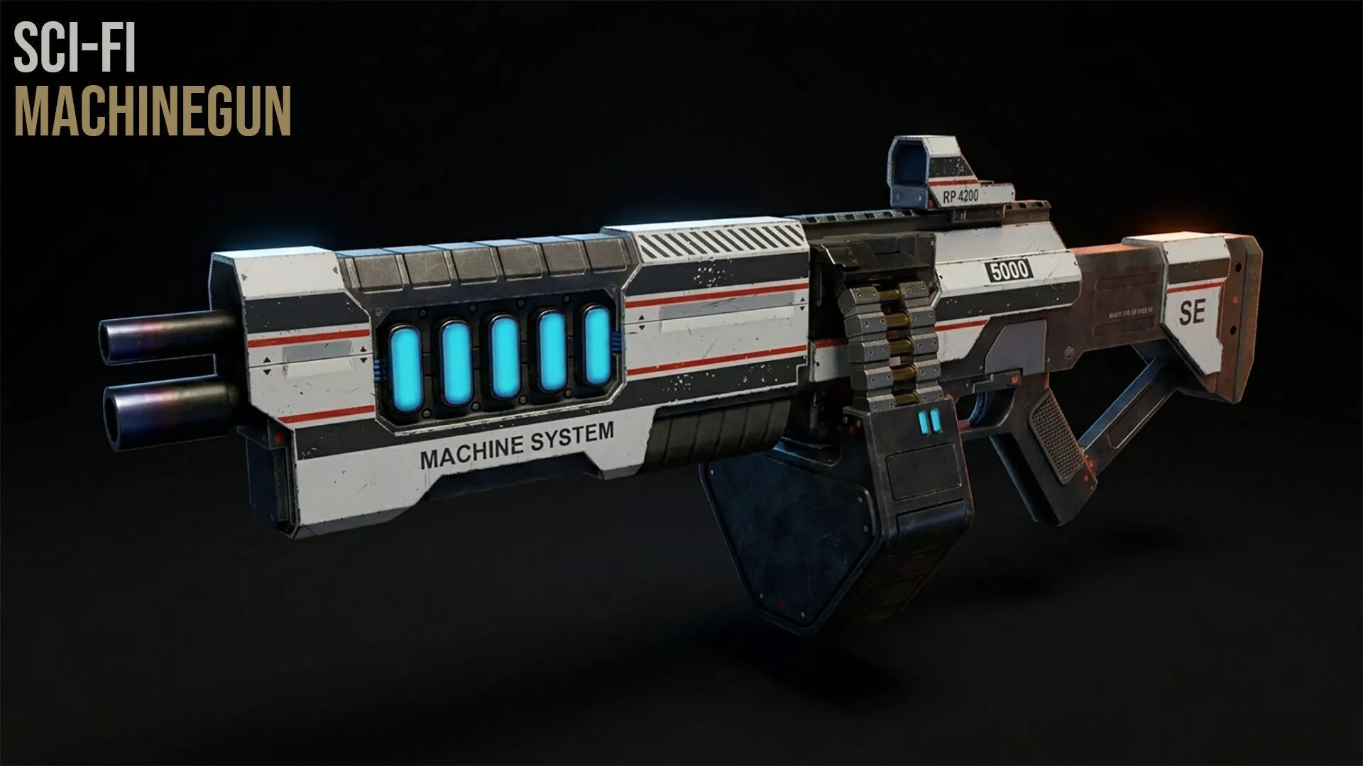 Sci-Fi Machinegun Low-poly 3D model