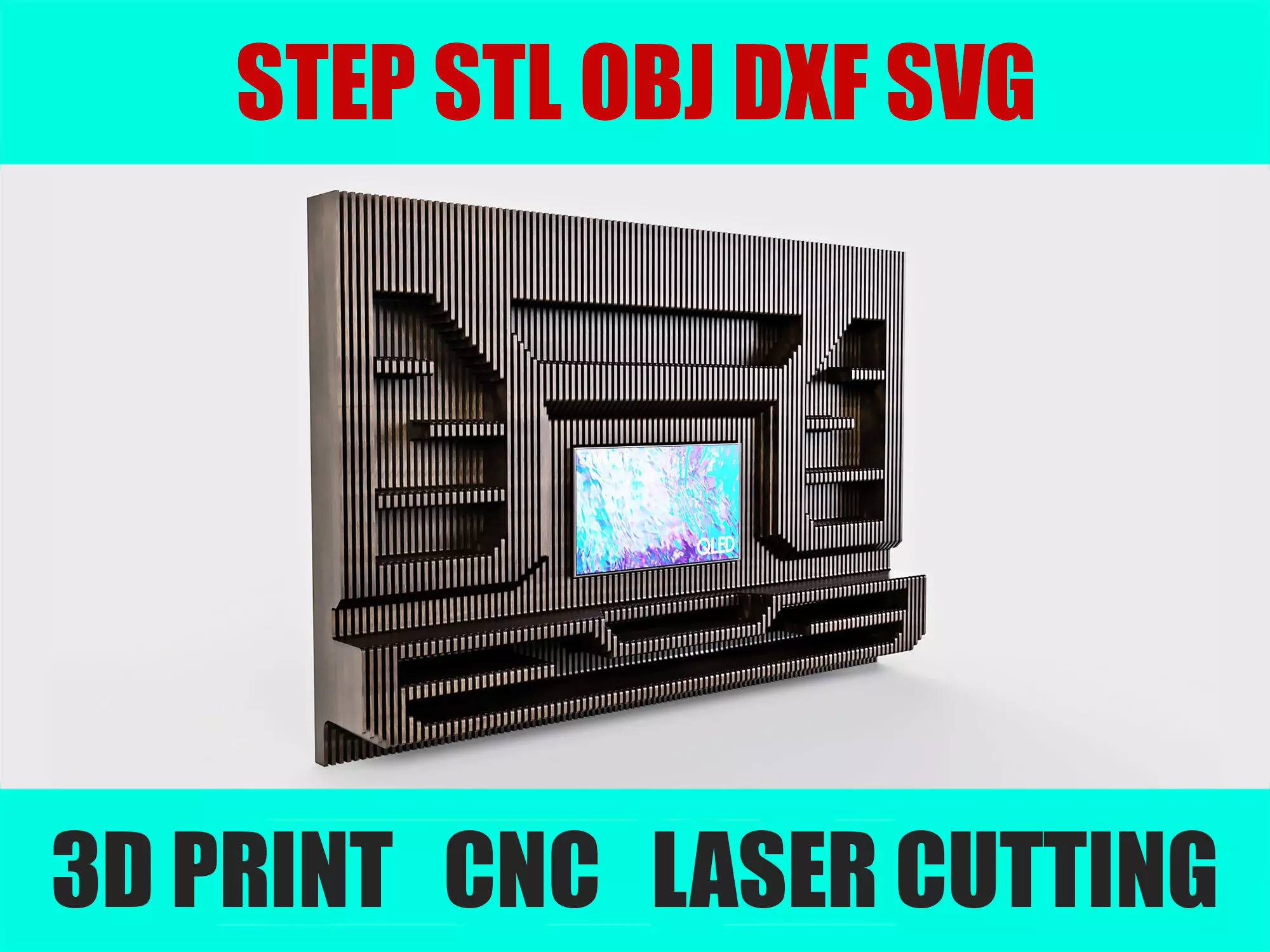 3D Wall Furniture CNC Design Modern TV Panel Storage 3D print model