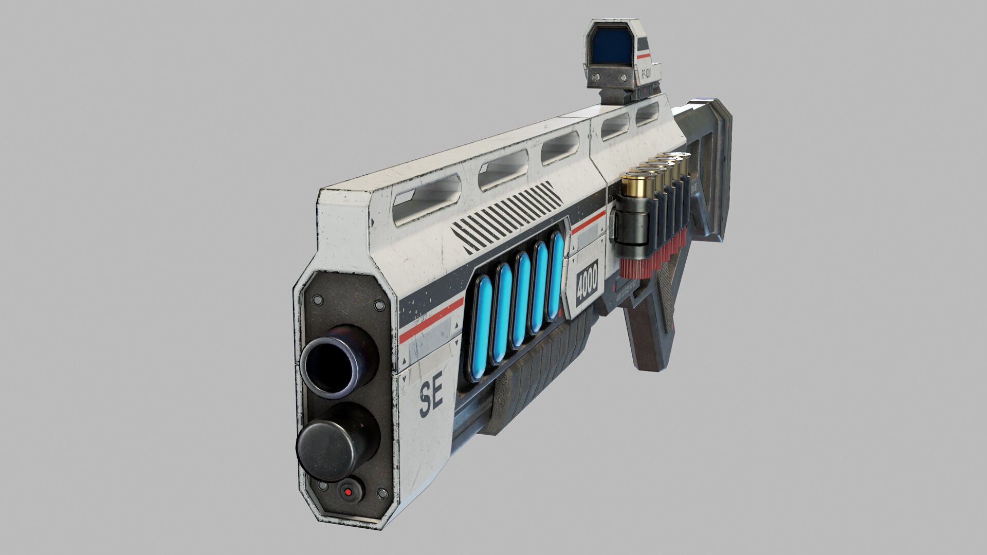 Sci Fi Shotgun Low-poly 3D model_3