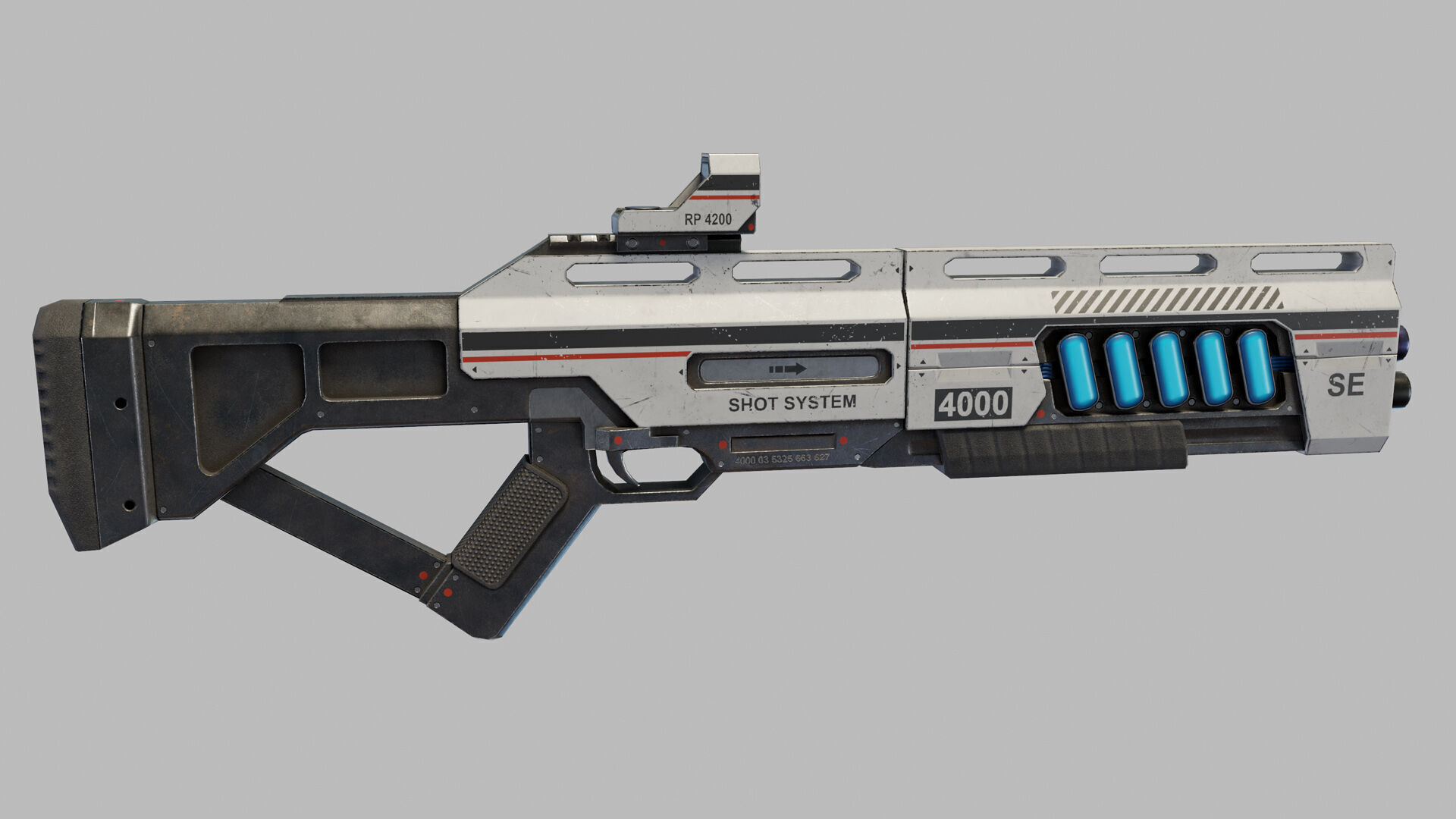 Sci Fi Shotgun Low-poly 3D model_7