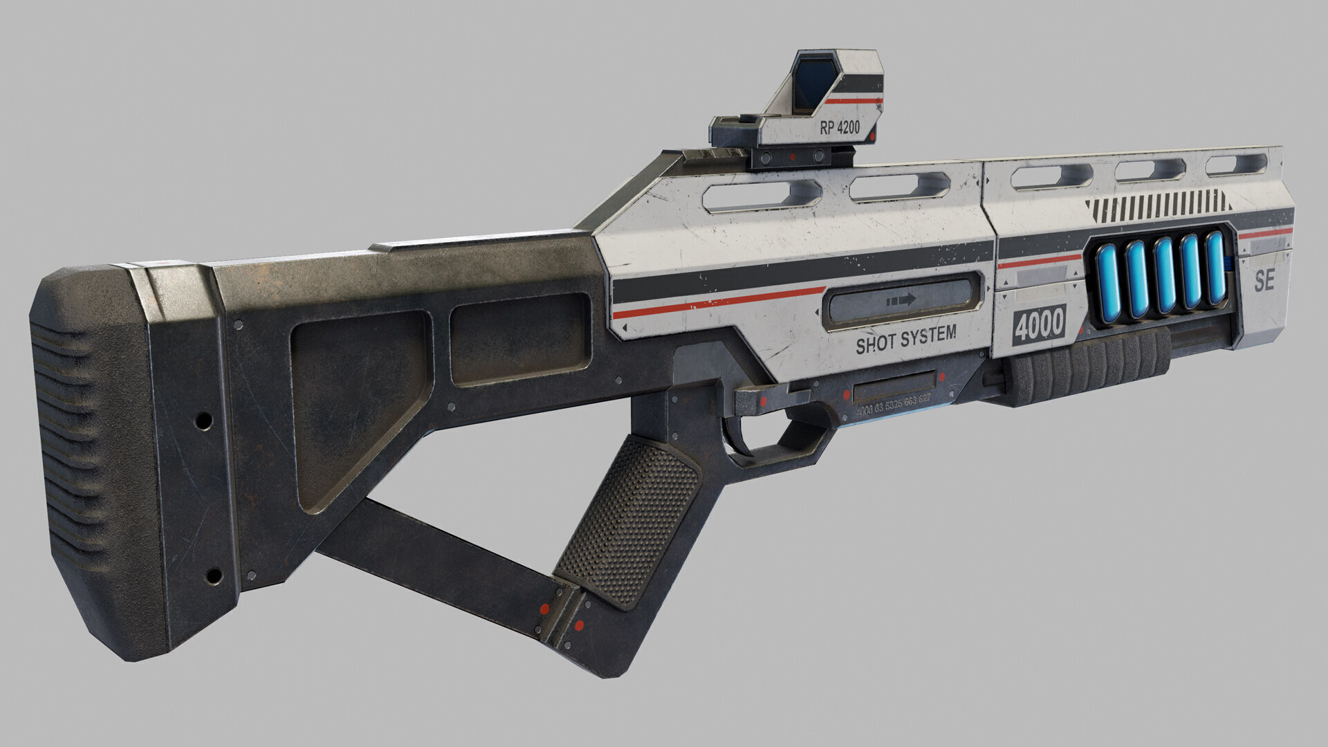 Sci Fi Shotgun Low-poly 3D model_8