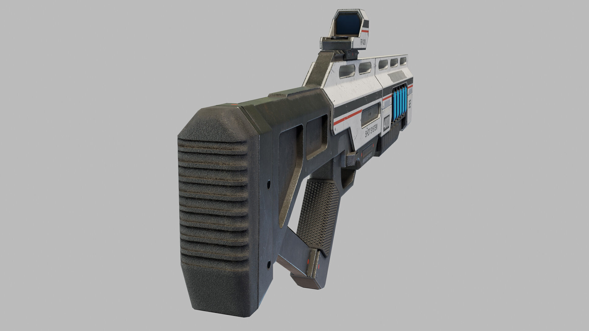 Sci Fi Shotgun Low-poly 3D model_9