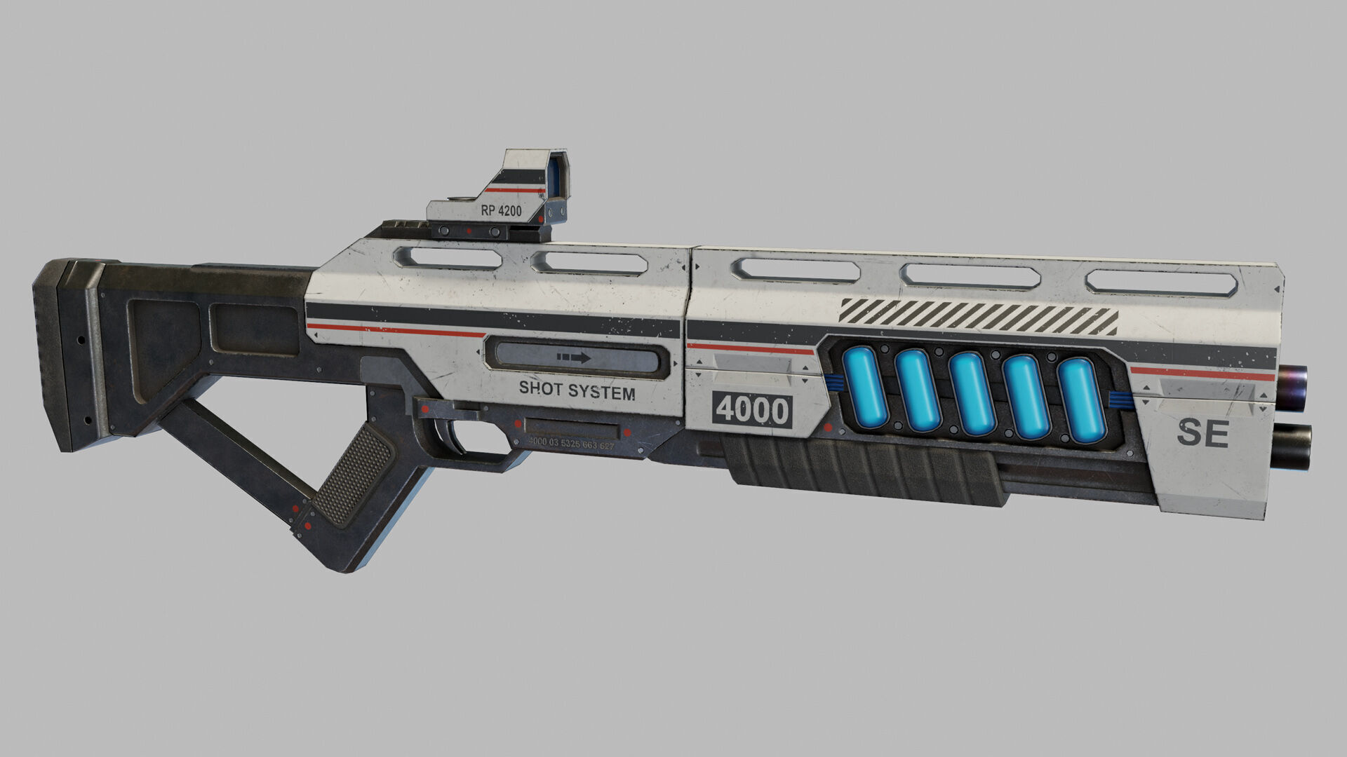 Sci Fi Shotgun Low-poly 3D model_6