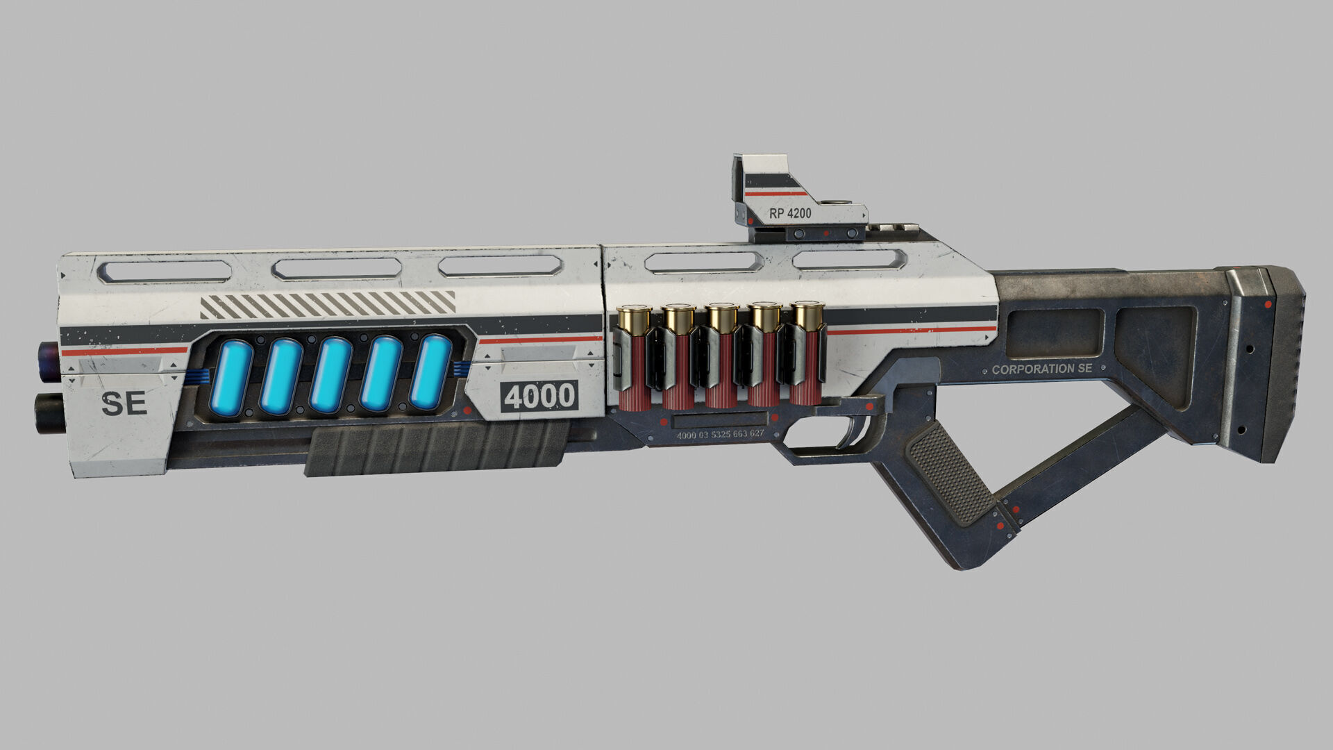 Sci Fi Shotgun Low-poly 3D model_13