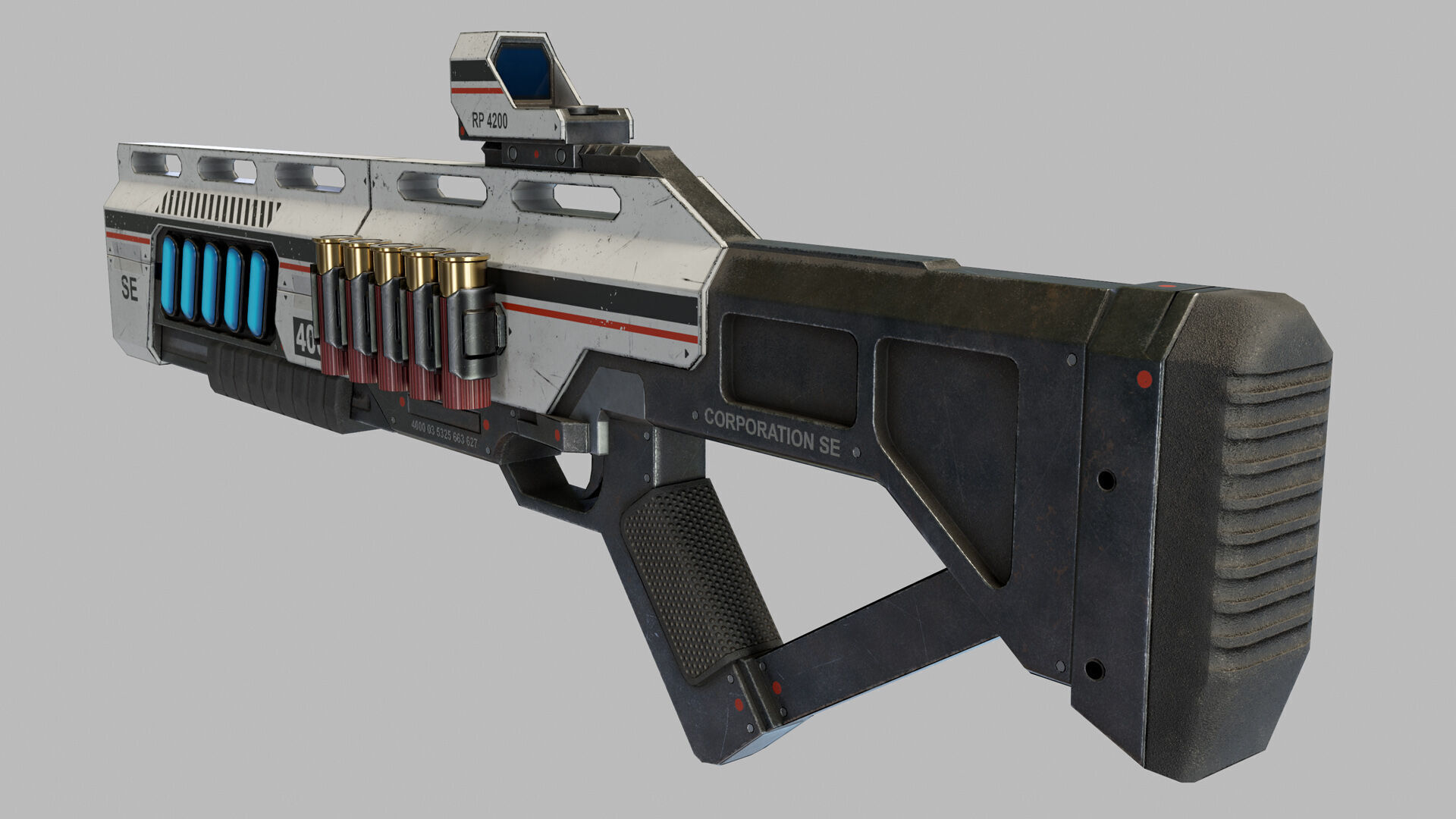 Sci Fi Shotgun Low-poly 3D model_11