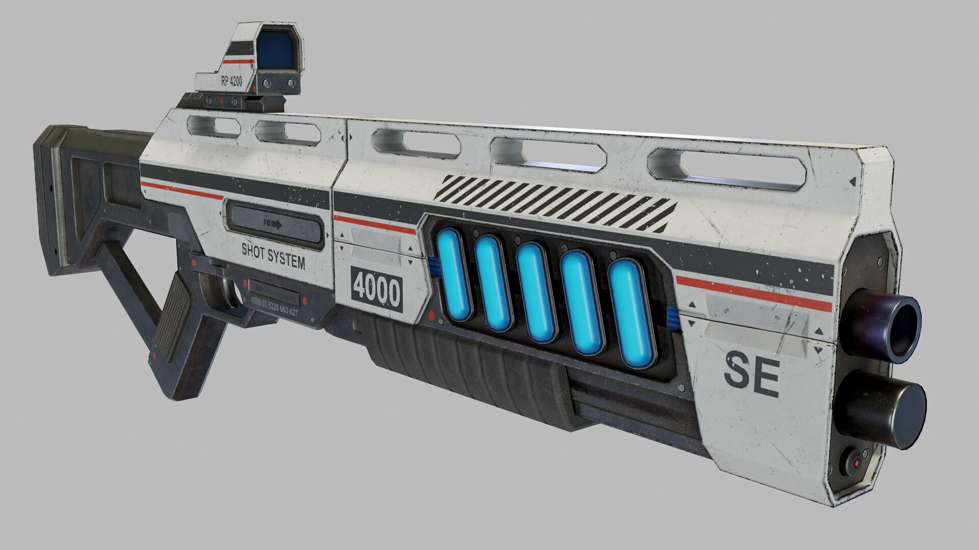 Sci Fi Shotgun Low-poly 3D model_5