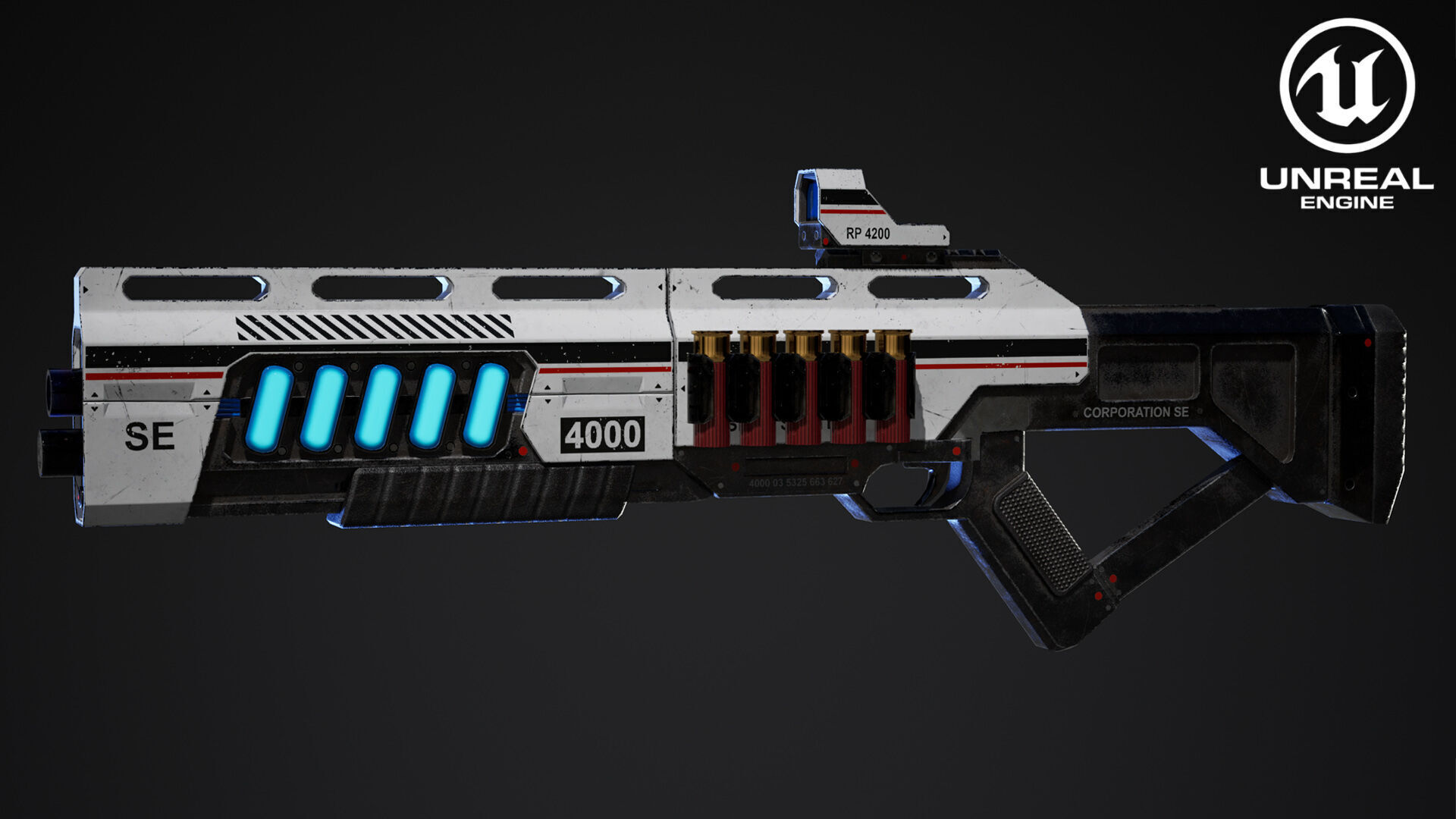 Sci Fi Shotgun Low-poly 3D model_17