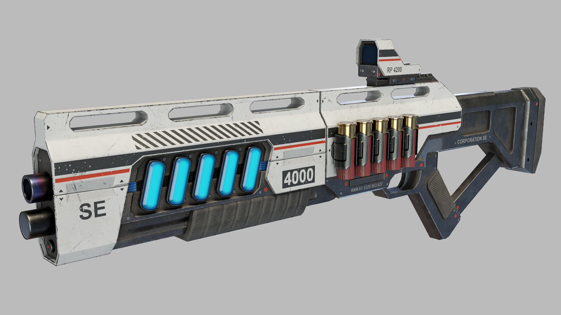 Sci Fi Shotgun Low-poly 3D model_2