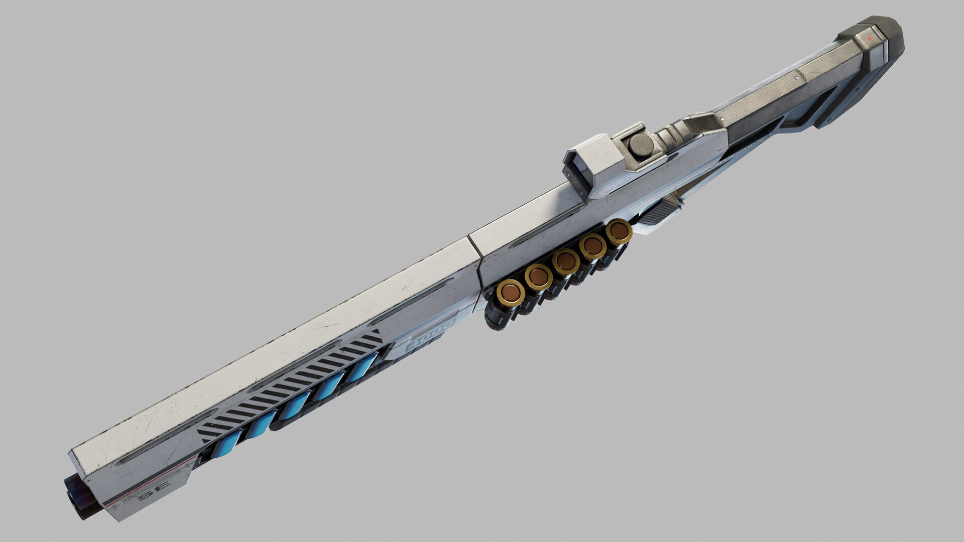 Sci Fi Shotgun Low-poly 3D model_14