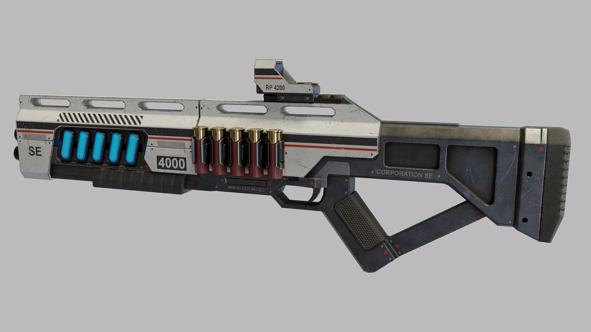 Sci Fi Shotgun Low-poly 3D model_12