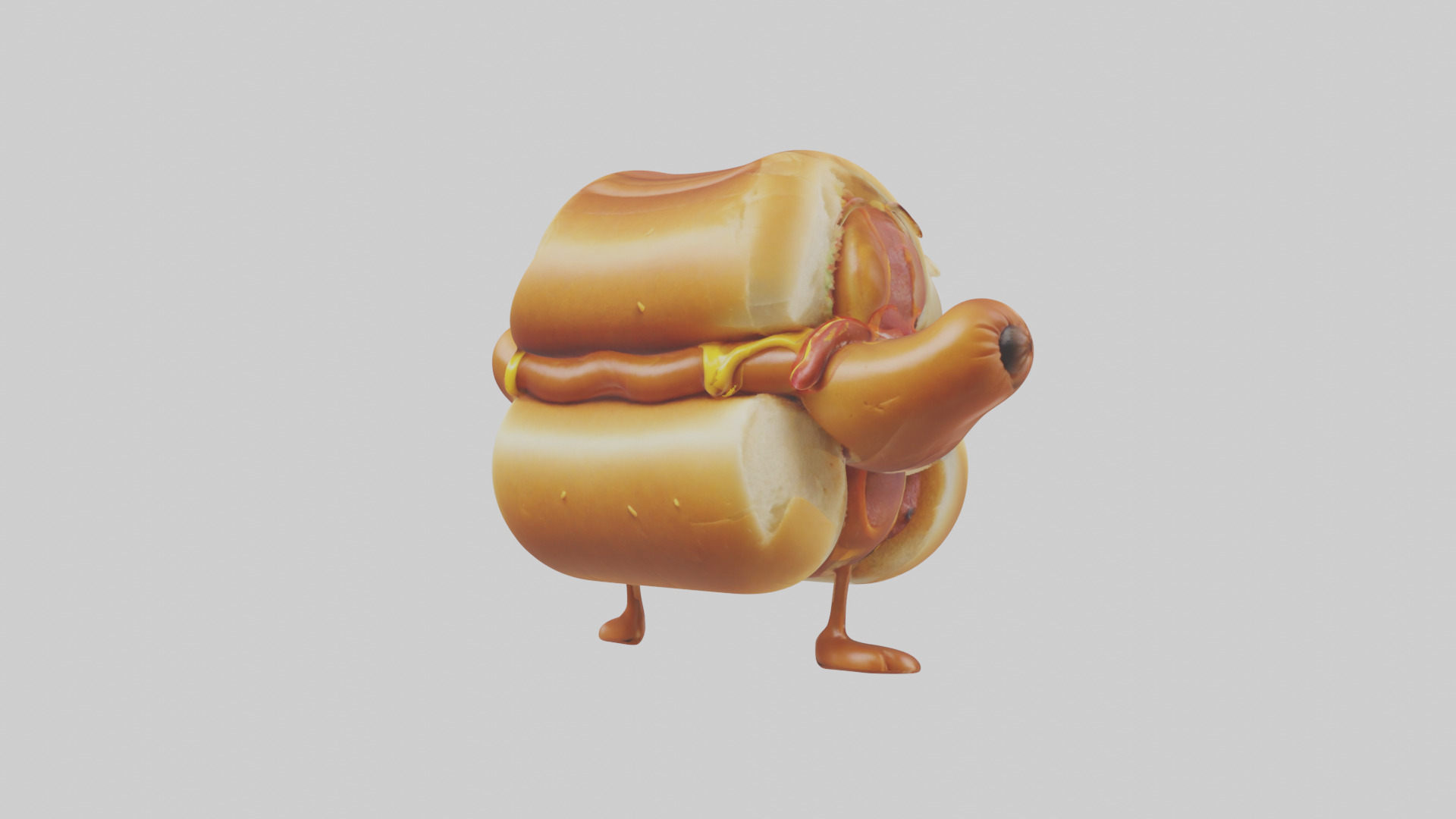 Cartoon Hot Dog model 3D model_4