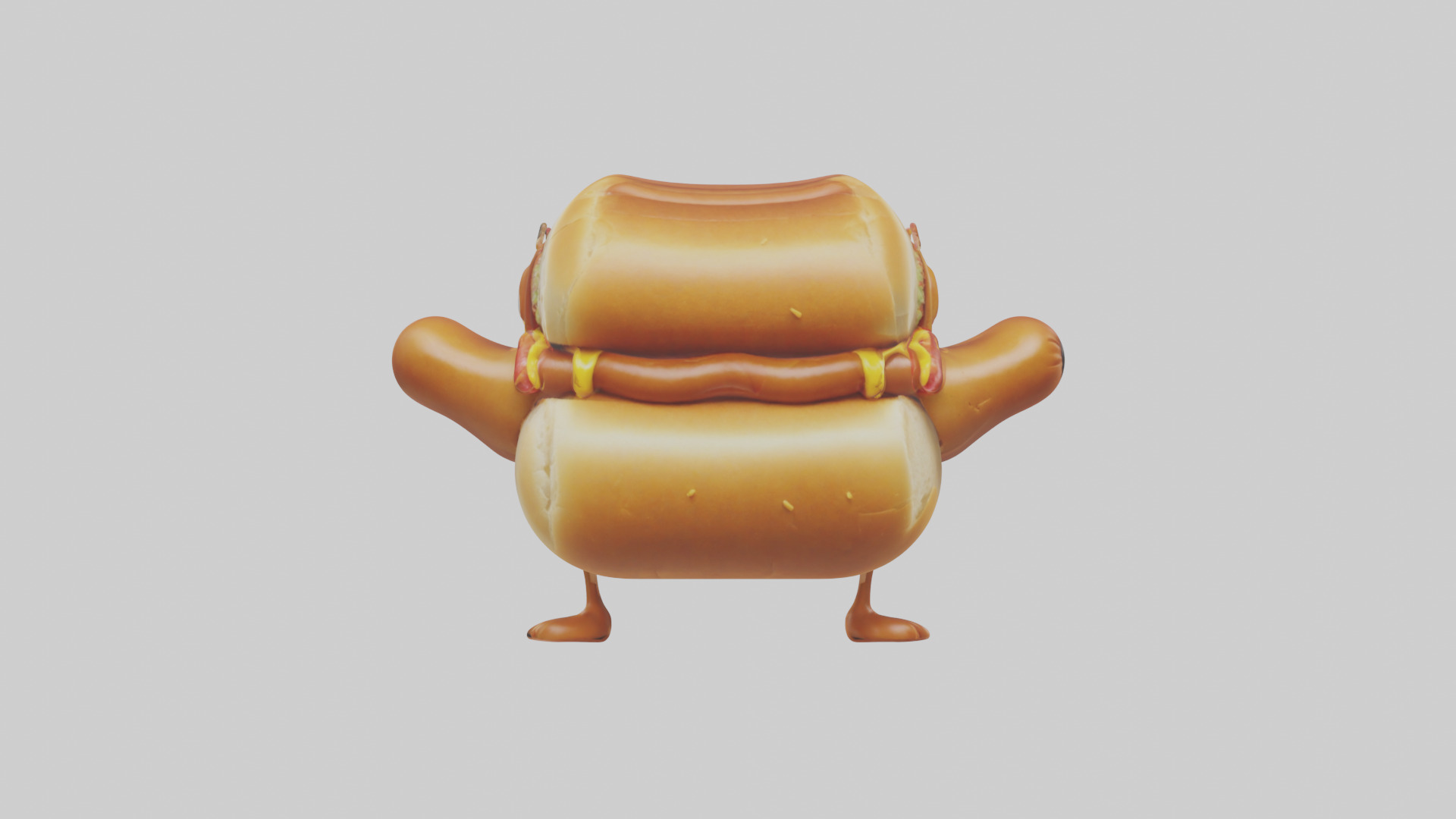 Cartoon Hot Dog model 3D model_2