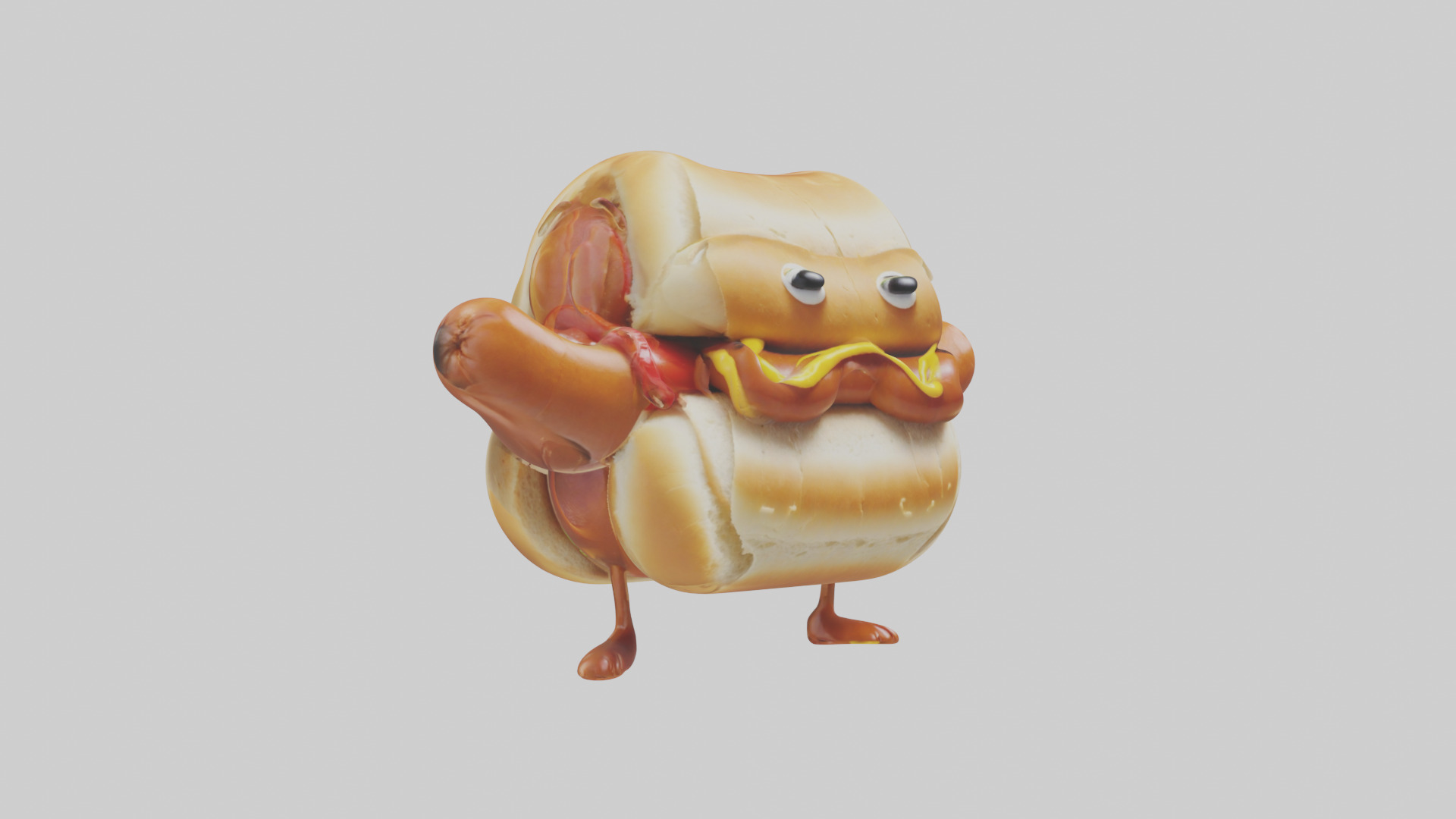 Cartoon Hot Dog model 3D model_1