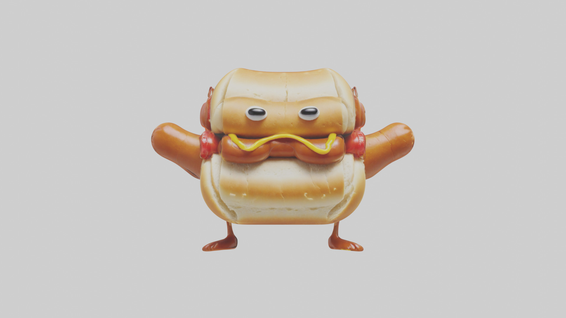 Cartoon Hot Dog model 3D model_10