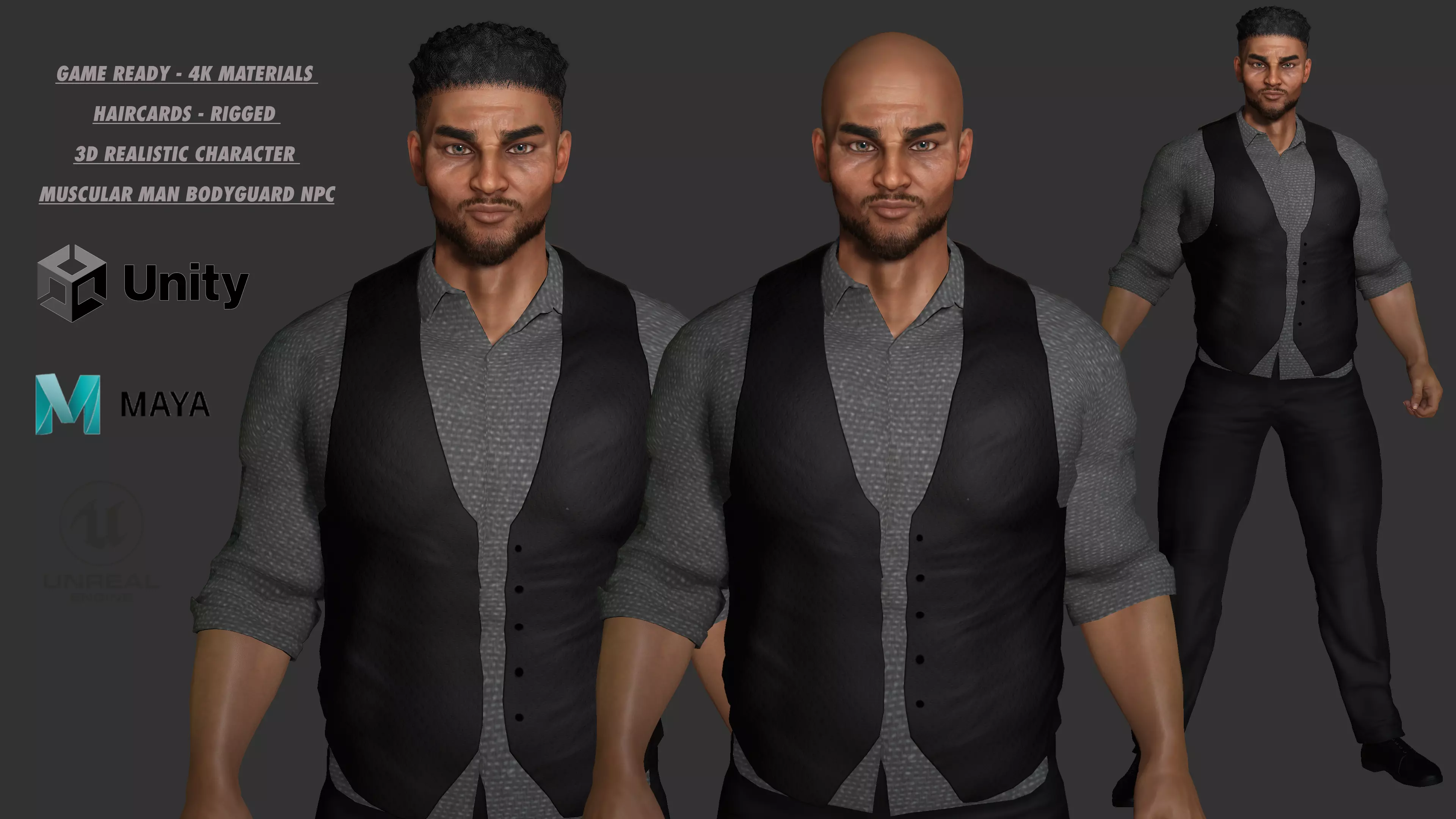 AAA 3D REALISTIC CHARACTER - BUSINESSMAN MAFIA NPC BODYGUARD Low-poly 3D model_0