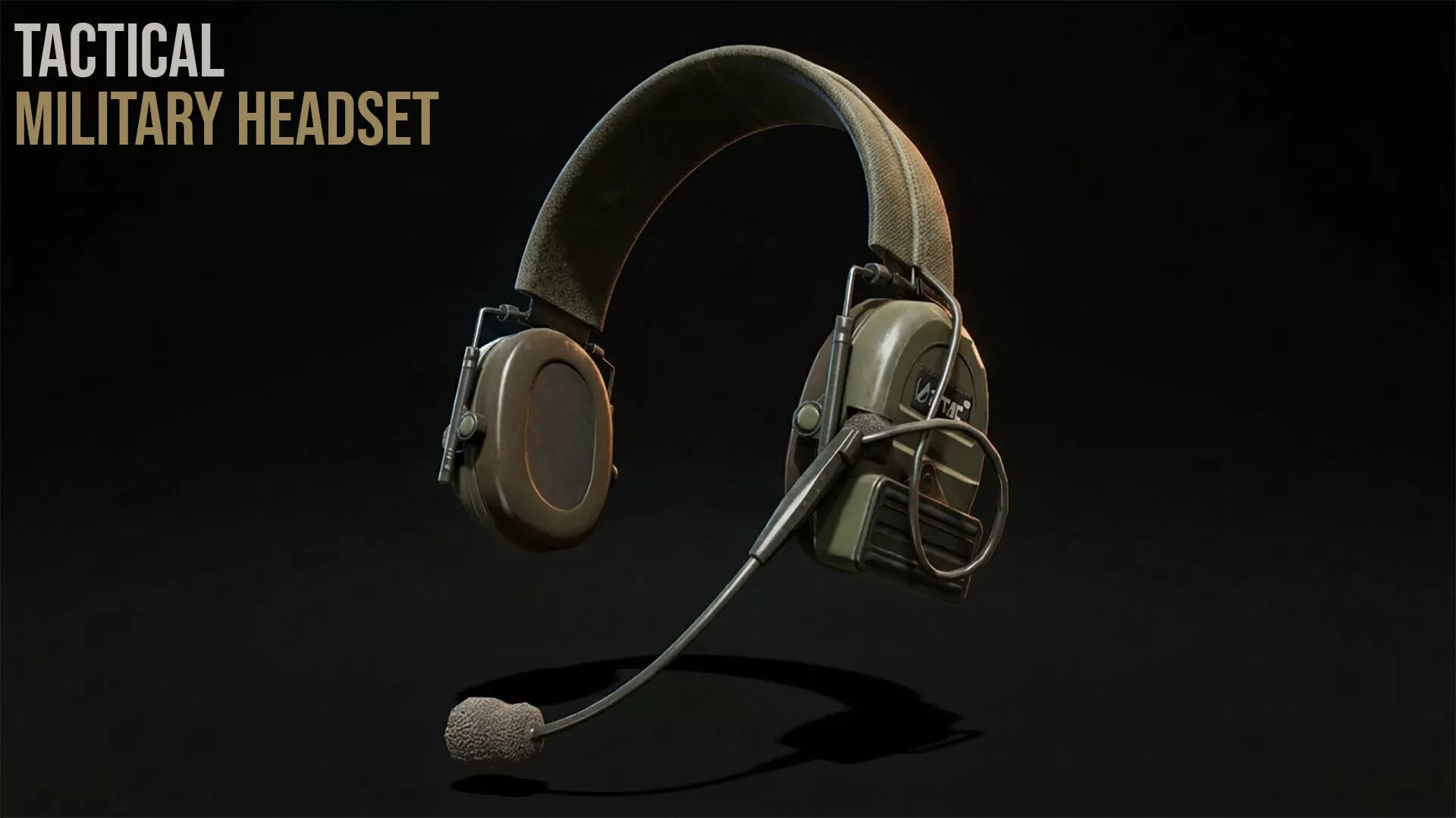 Tactical Military Headset Low-poly 3D model