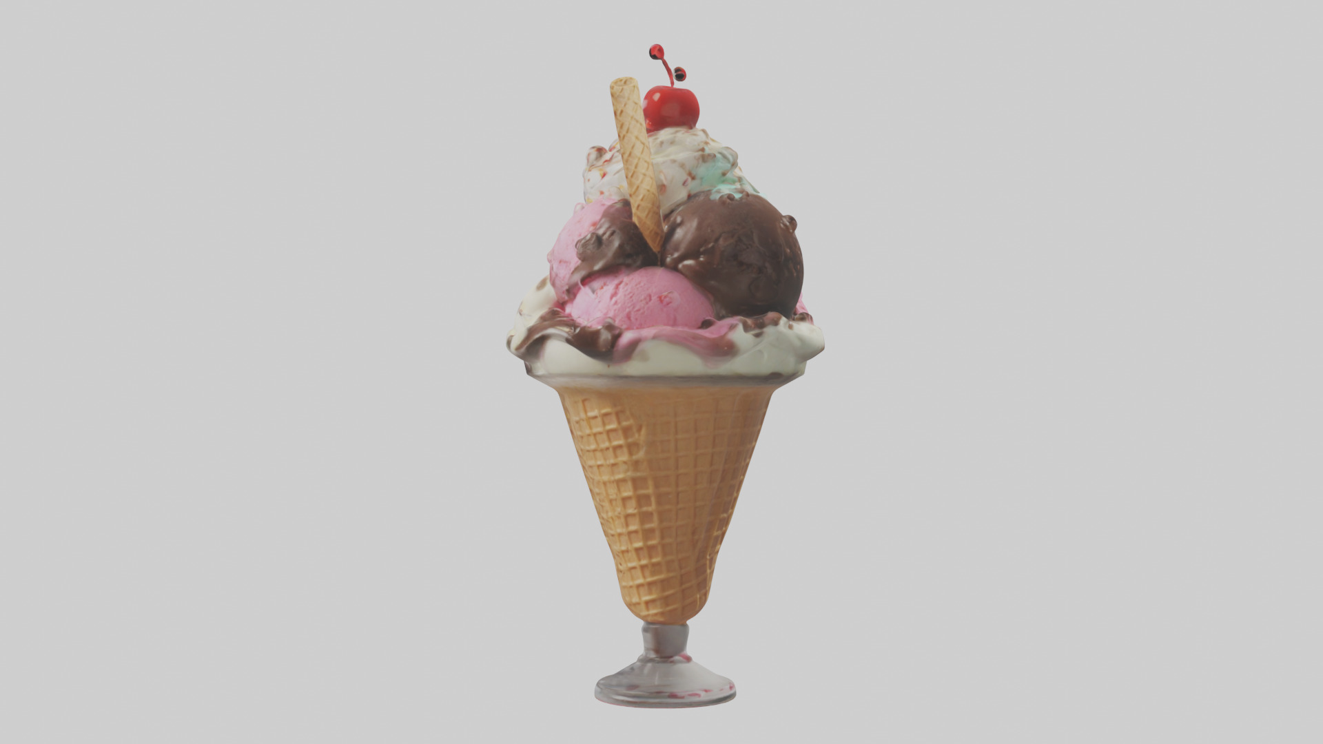 Cartoon Ice Cream Sundae model 3D model_1