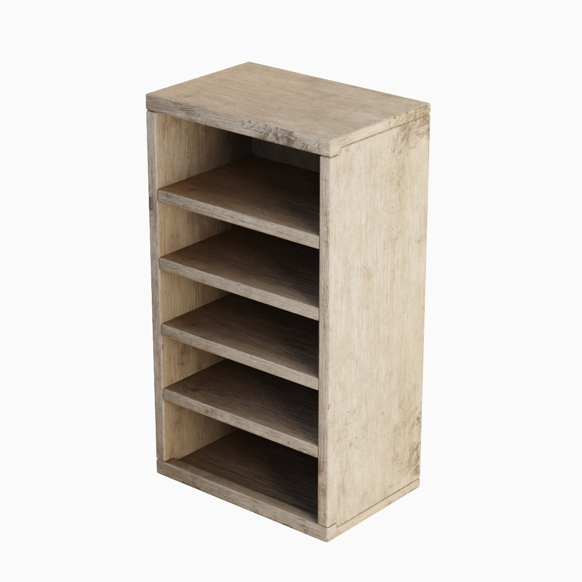 Old Wooden Bookshelf 03 Low-poly 3D model_3