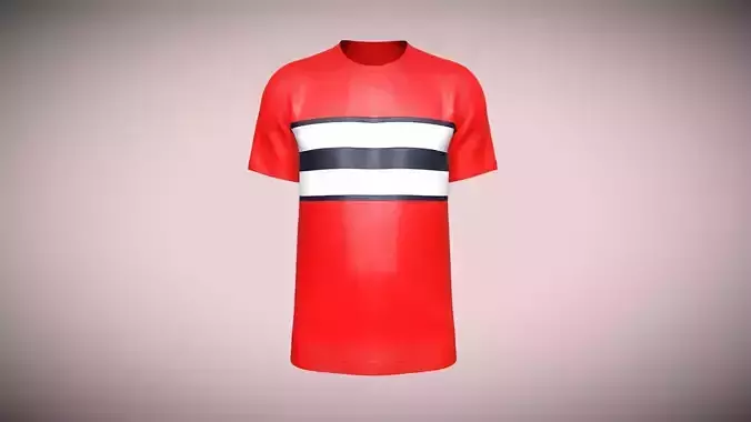 Mens Red T-Shirt In Low Poly