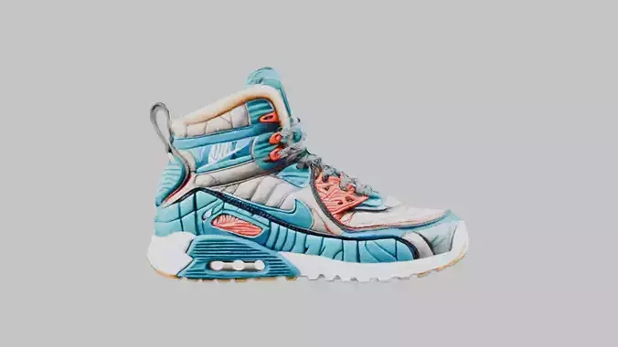 Futuristic High-Top Sneaker 3D Model Low-poly 3D model