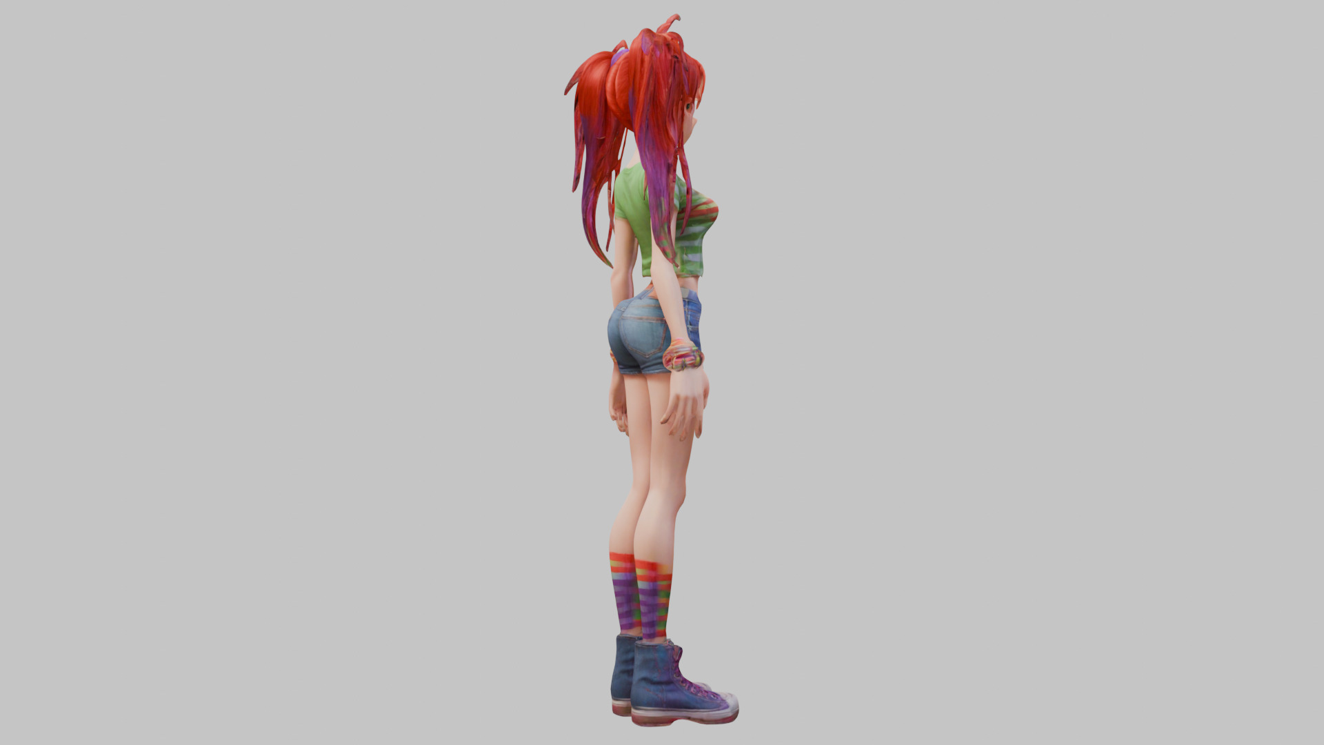 Female Full Body Game Character Model Low-poly 3D model_12