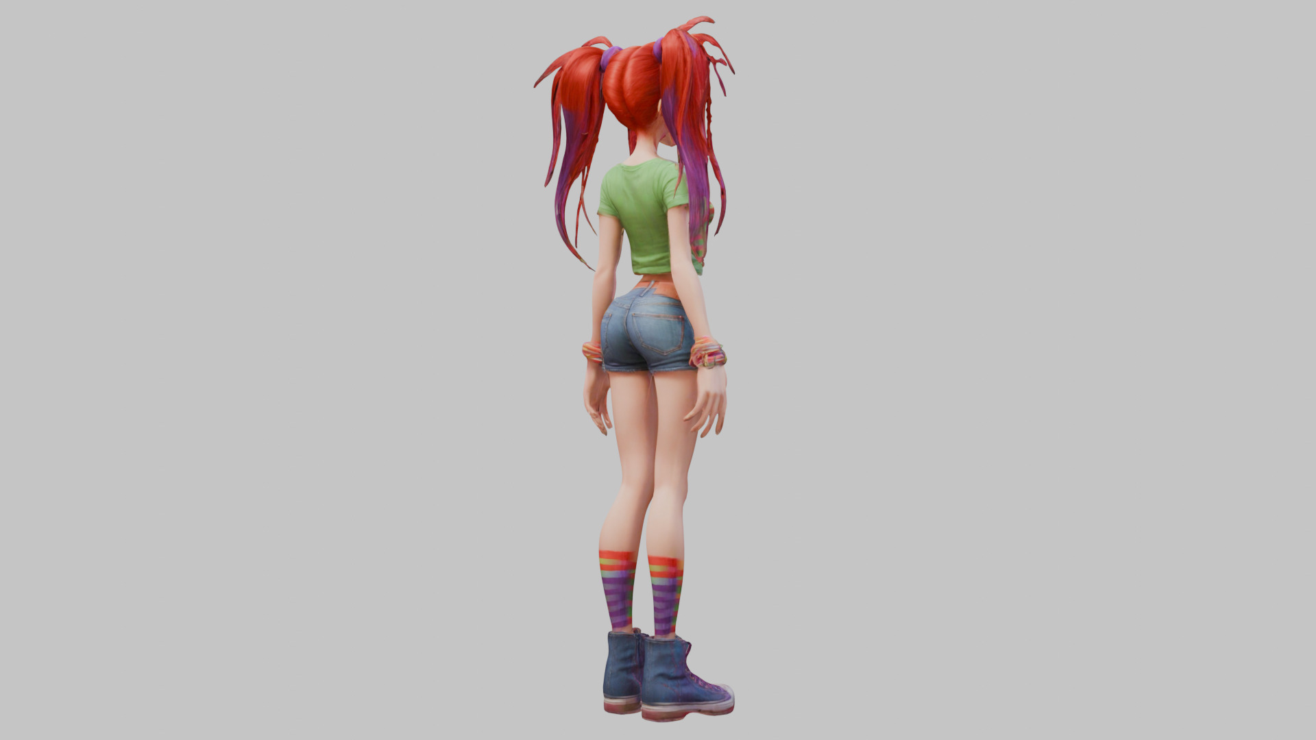Female Full Body Game Character Model Low-poly 3D model_13