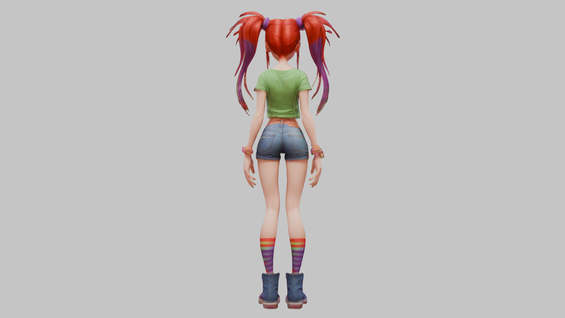 Female Full Body Game Character Model Low-poly 3D model_16