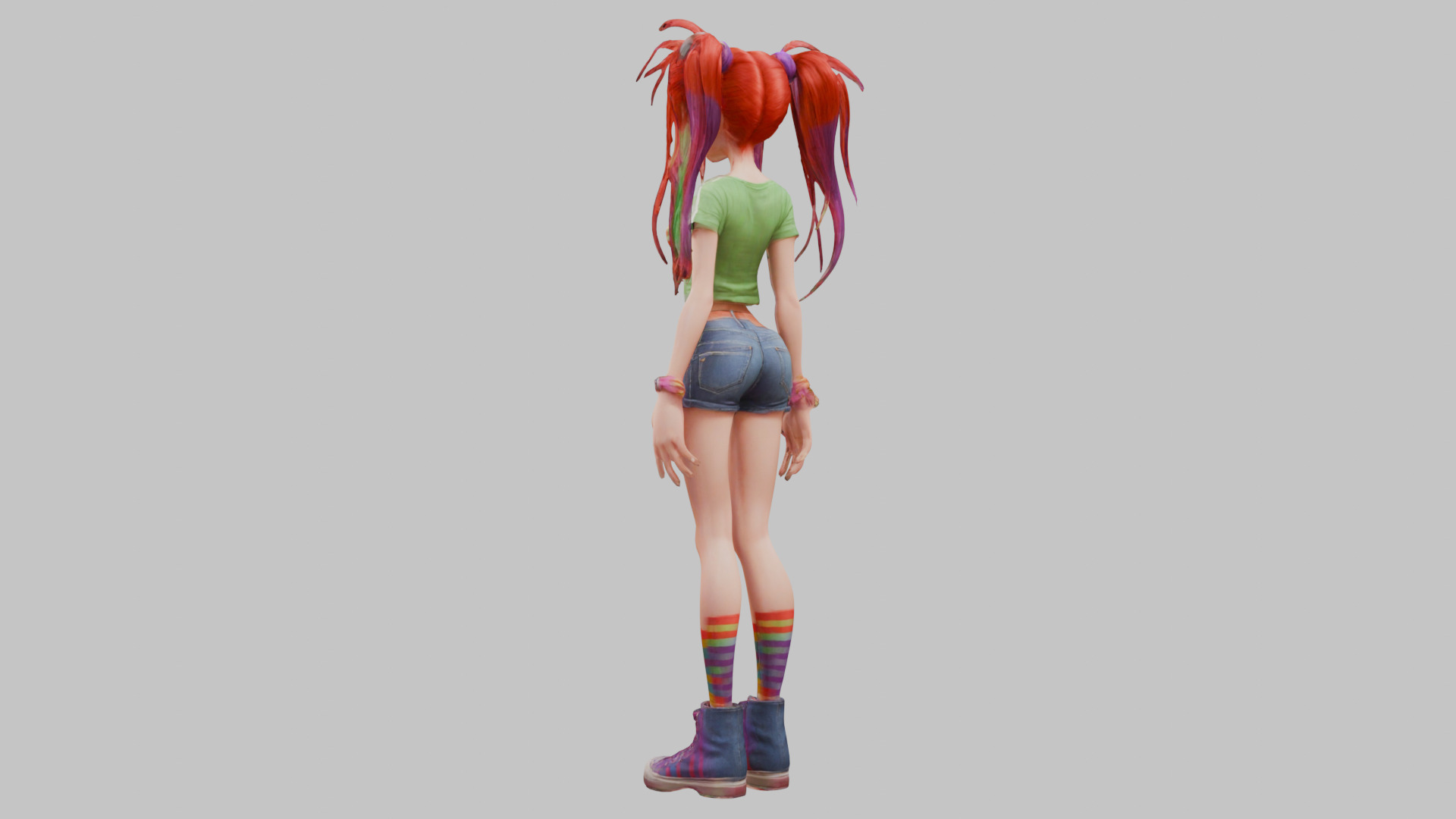 Female Full Body Game Character Model Low-poly 3D model_2