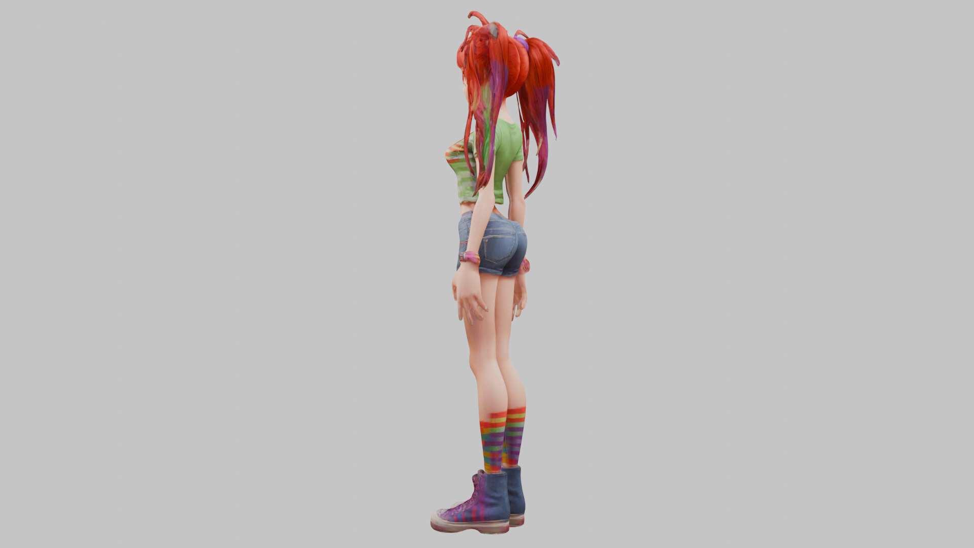 Female Full Body Game Character Model Low-poly 3D model_3