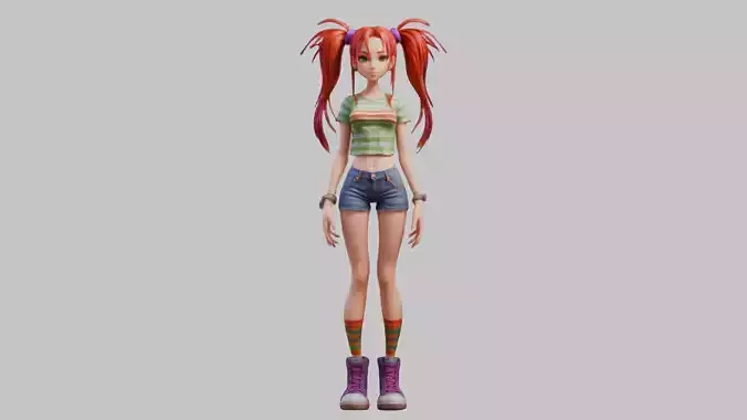 Female Full Body Game Character Model Low-poly 3D model Female Full Body Game Character Model Low-poly 3D model