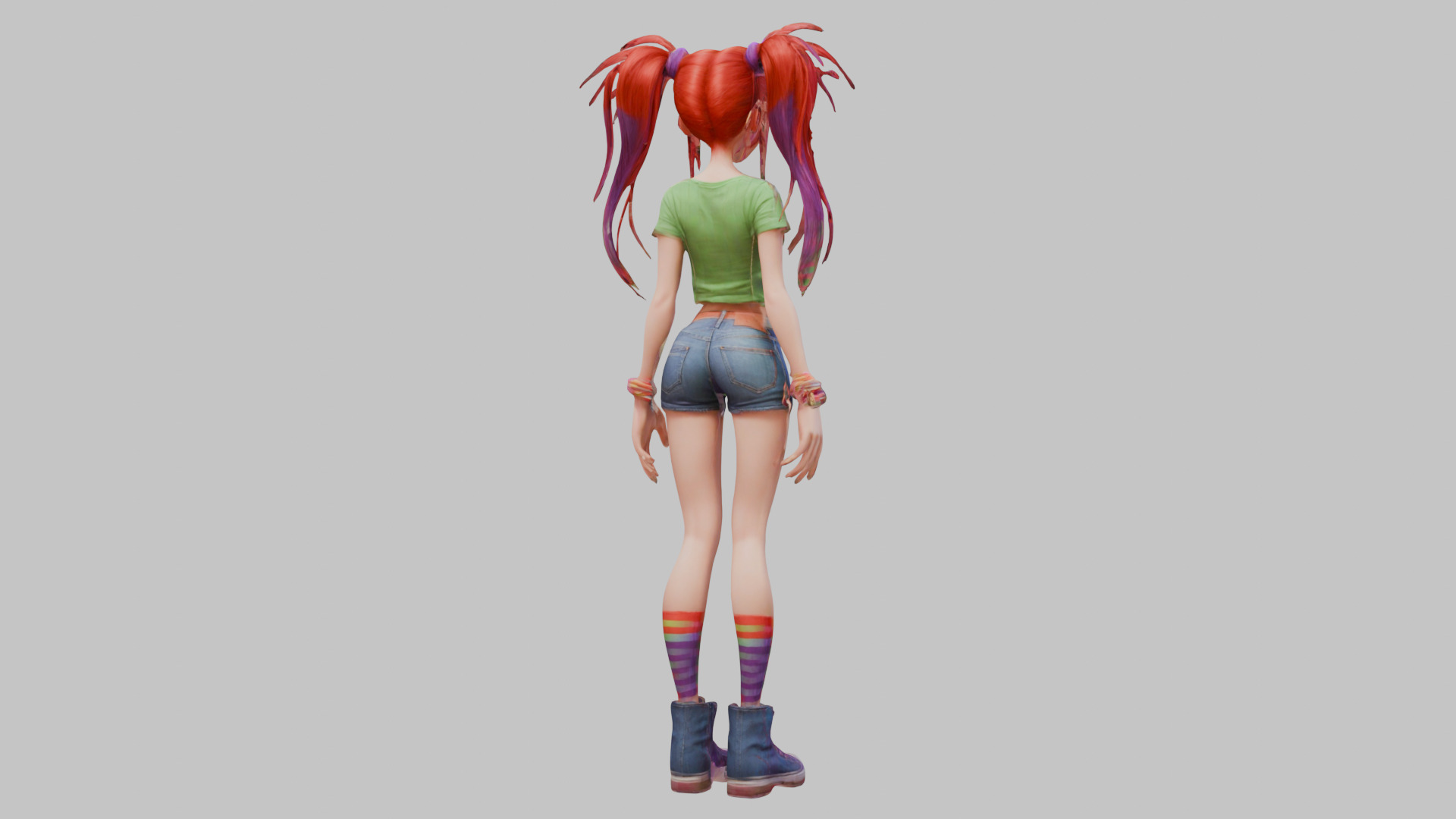 Female Full Body Game Character Model Low-poly 3D model_14