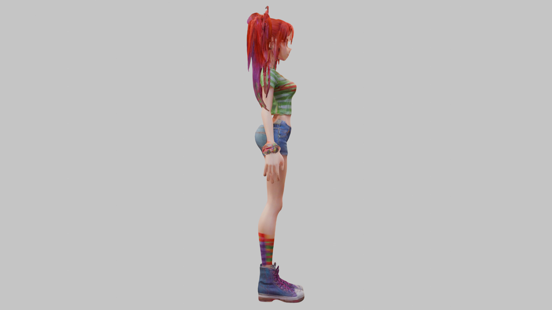 Female Full Body Game Character Model Low-poly 3D model_11