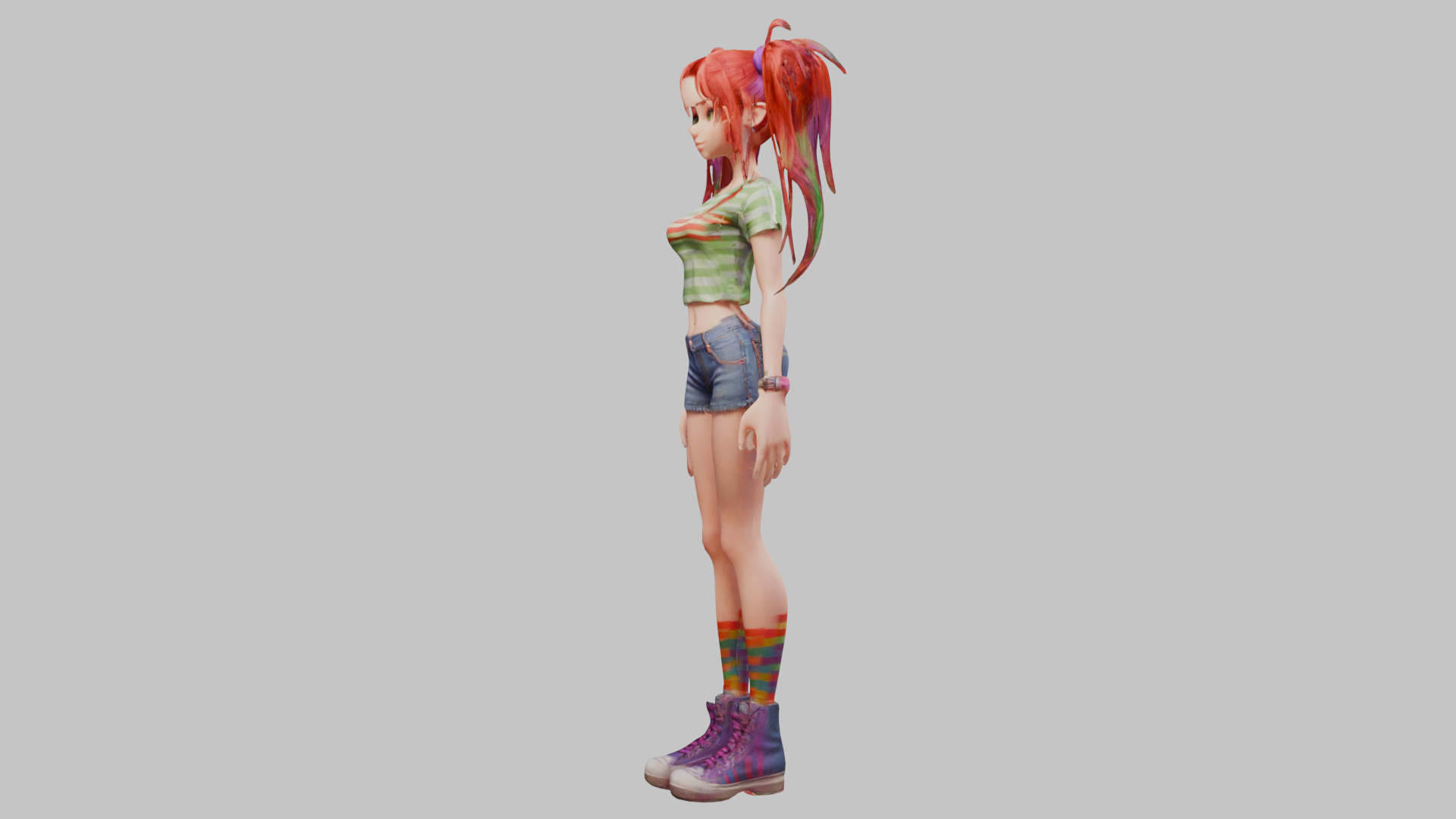 Female Full Body Game Character Model Low-poly 3D model_5